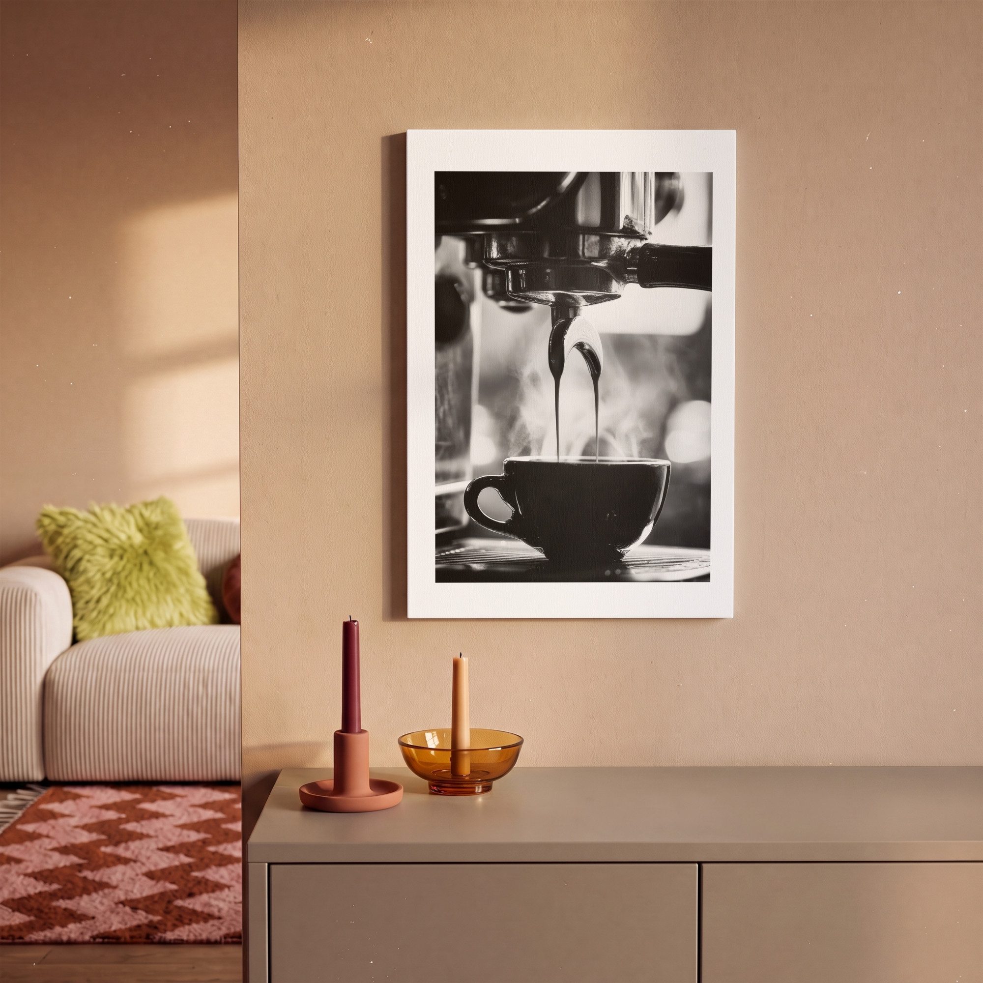 OneMillionCanvasses® Leinwandbild Kaffee - Espresso - Kaffeemaschine - Tasse - Küche, Fotodruck (1 St), Wandbilder für Esszimmer, Wanddeko Bilder Küche 20x30 cm – Bild 2 von 5