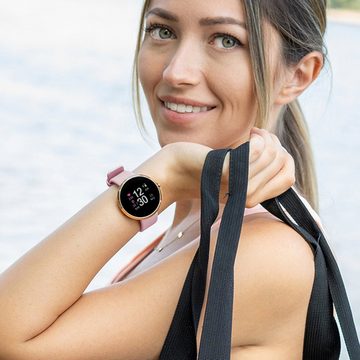 X-Watch SIONA COLOR FIT elegante Damenuhr mit Blutdruck- & Herzfrequenzmesser Smartwatch (3,7 cm/1 Zoll) Fitness Tracker, Fitness Tracker, Herzfrequenz, Blutdruck, Anrufanzeige, Edelstahl