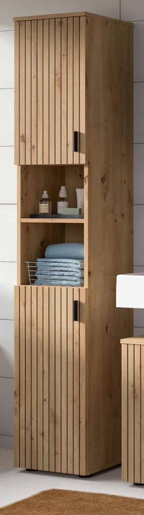 Inn.Furn Hochschrank Livia (Badschrank in Eiche Artisan mit Rillen, 30 x 19 günstig online kaufen