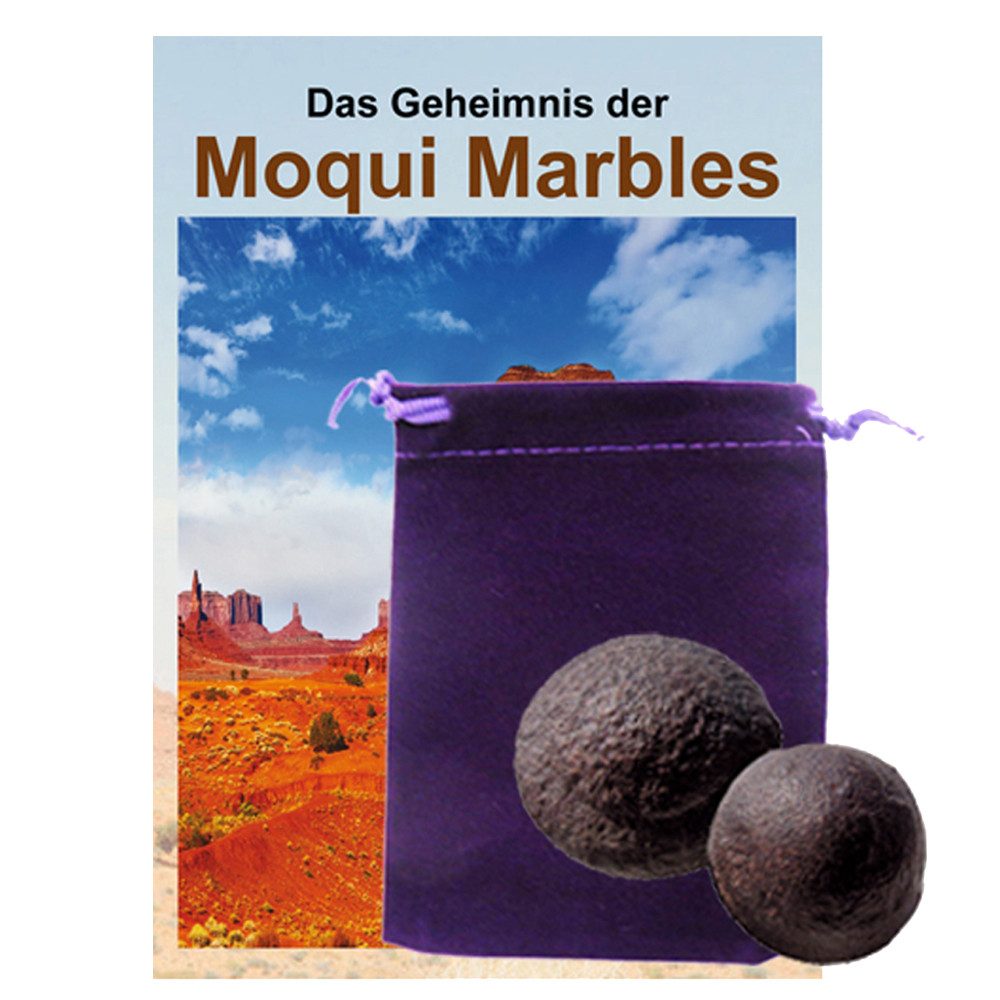 Methusalem Mineralstein Moqui Marbles ORIGINAL Paar Lebende Steine mit Zertifikat und Booklet, (Set, 4 teilig), 25mm Ø Paar