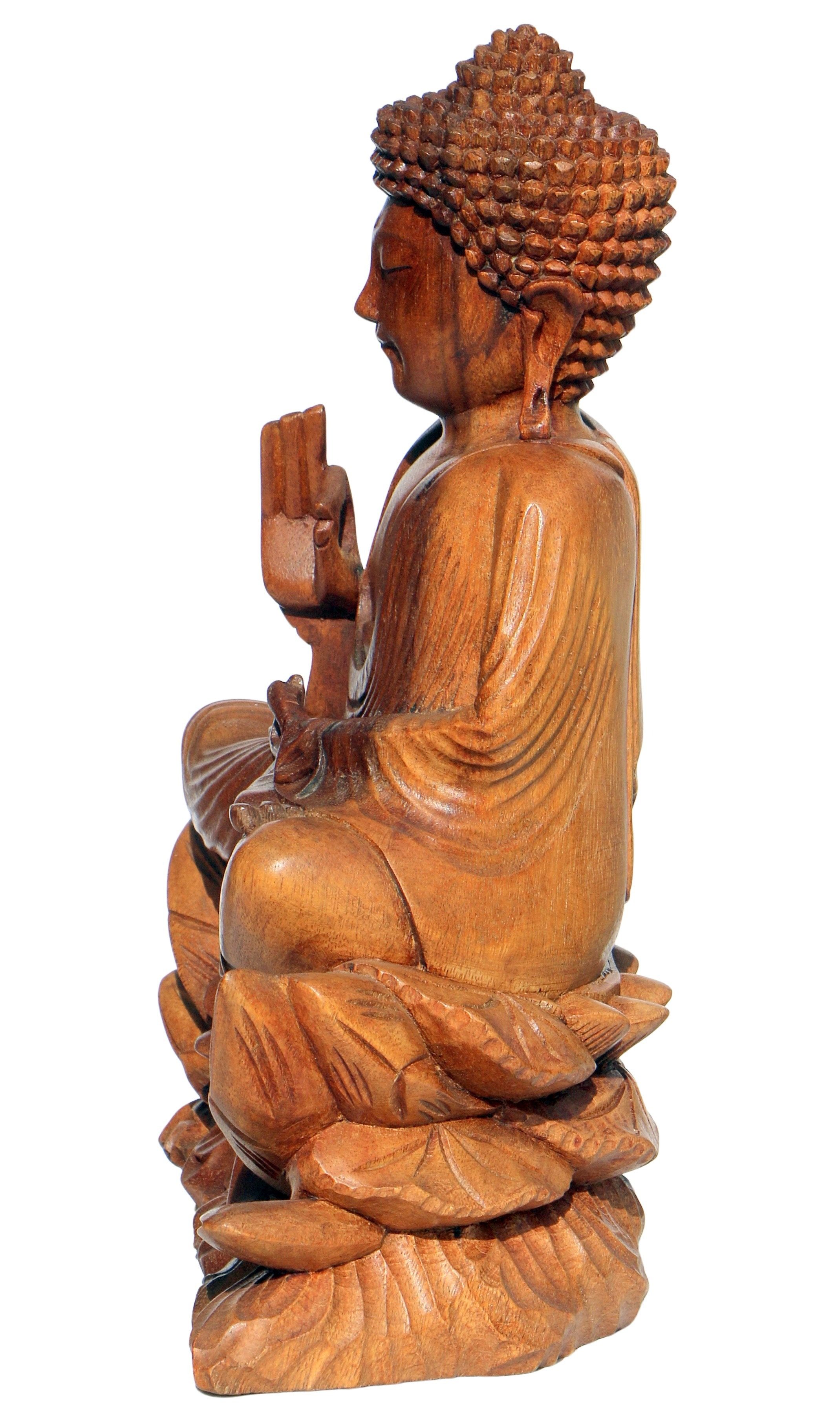 Wogeka Buddhafigur Meditation Buddha Lotus Mönch Holz-Figur Feng Shui