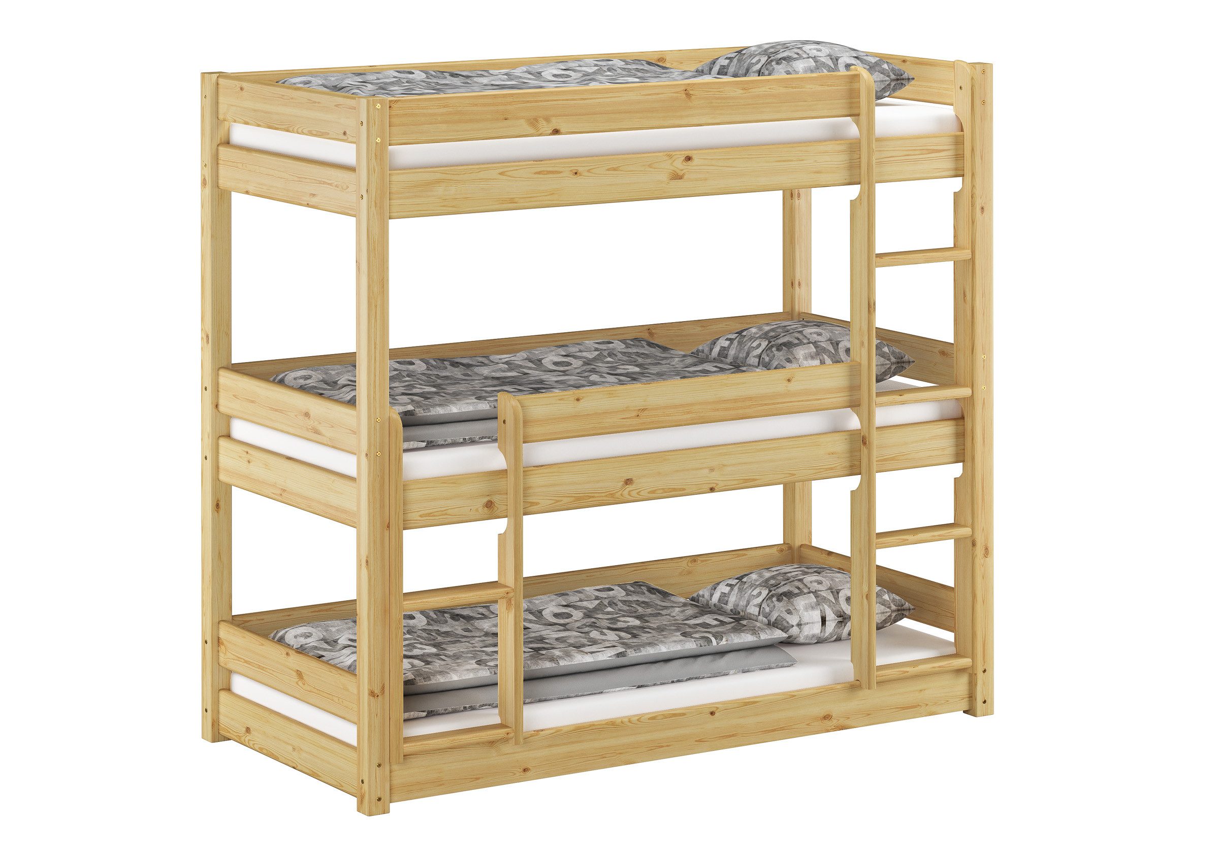 ERST-HOLZ Etagenbett Dreier Etagenbett für Erwachsene 90 x 200 Kiefer Massiv