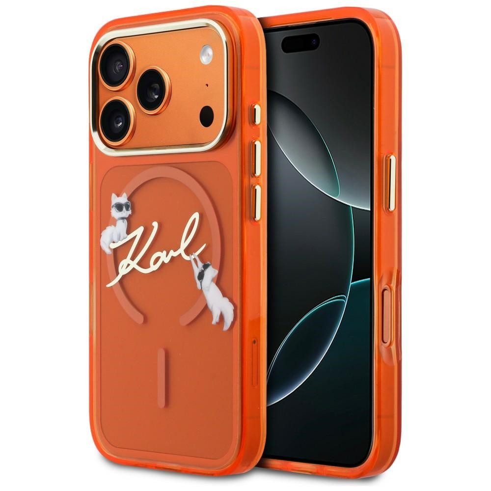 KARL LAGERFELD Handyhülle iPhone 17 Pro Max MagSafe Schutzhülle Case orange 6,9 Zoll, Kantenschutz