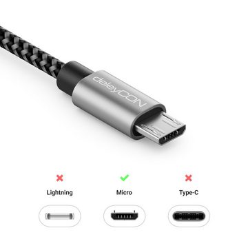 deleyCON deleyCON 1,5m Nylon Micro USB Kabel Ladekabel Datenkabel USB-Kabel