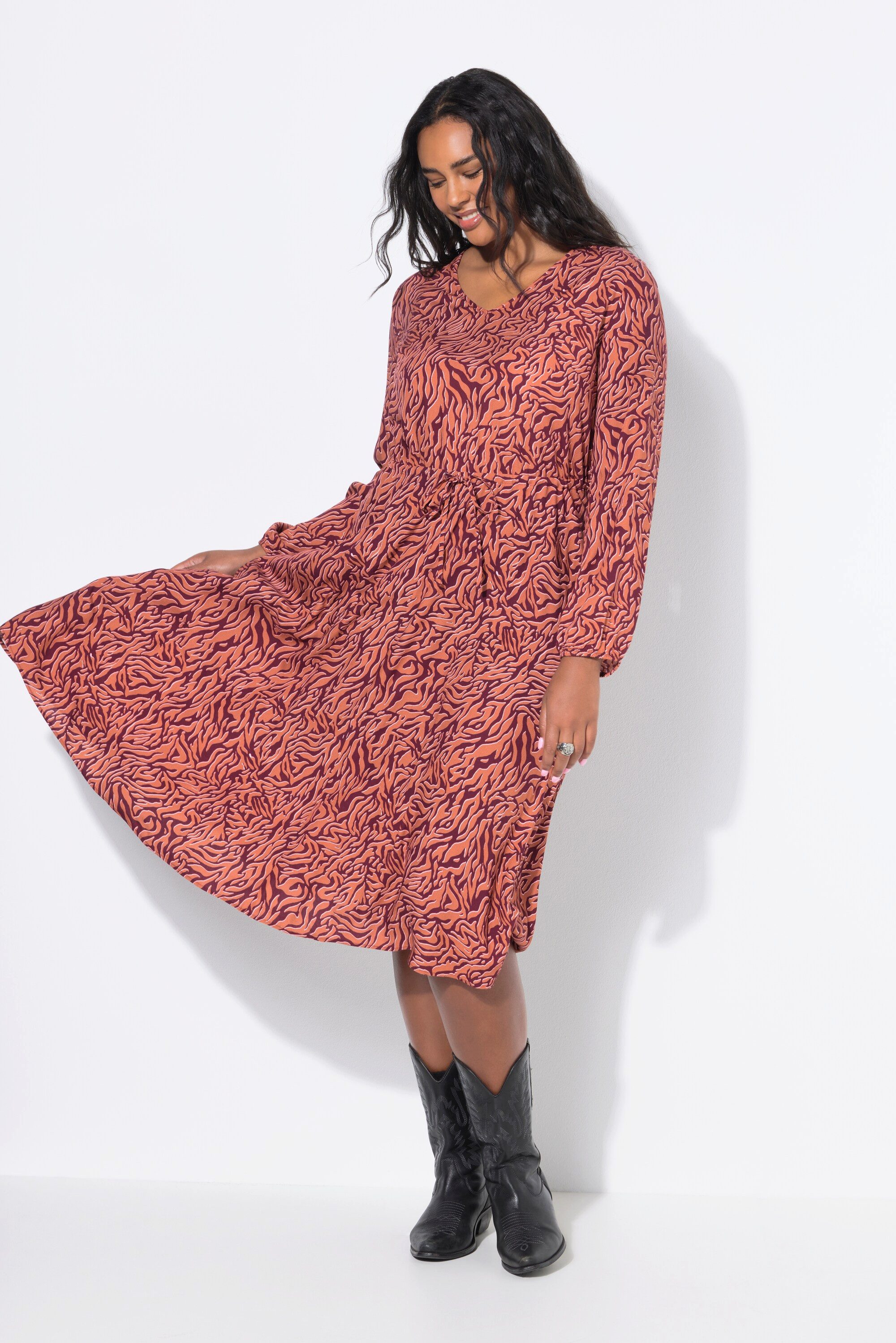 Maxikleid Maxikleid Zebra Bindeband Langarm