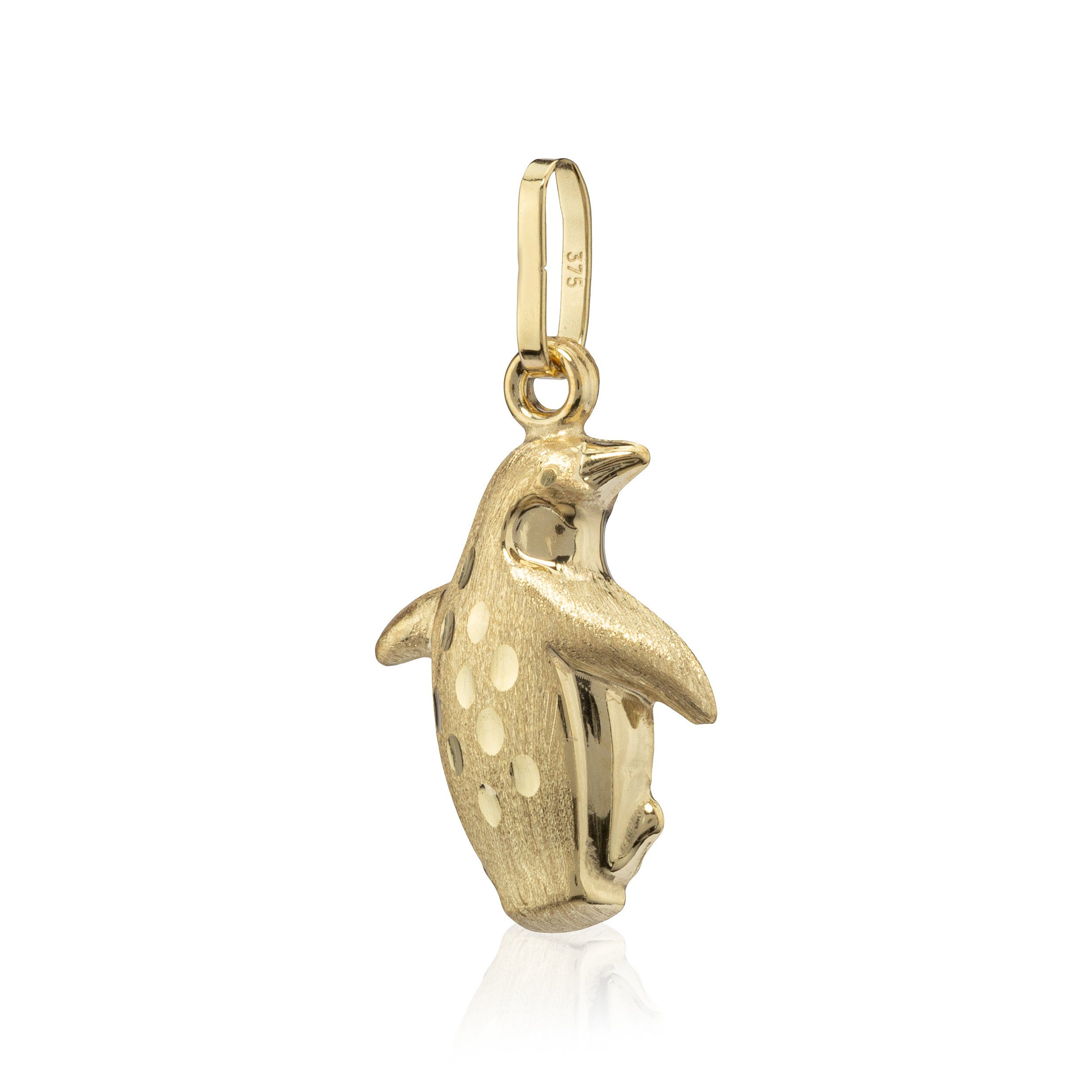 NKlaus Kettenanhänger Pinguine klein 16,4mm 375 Gelb Gold Kettenanhänger