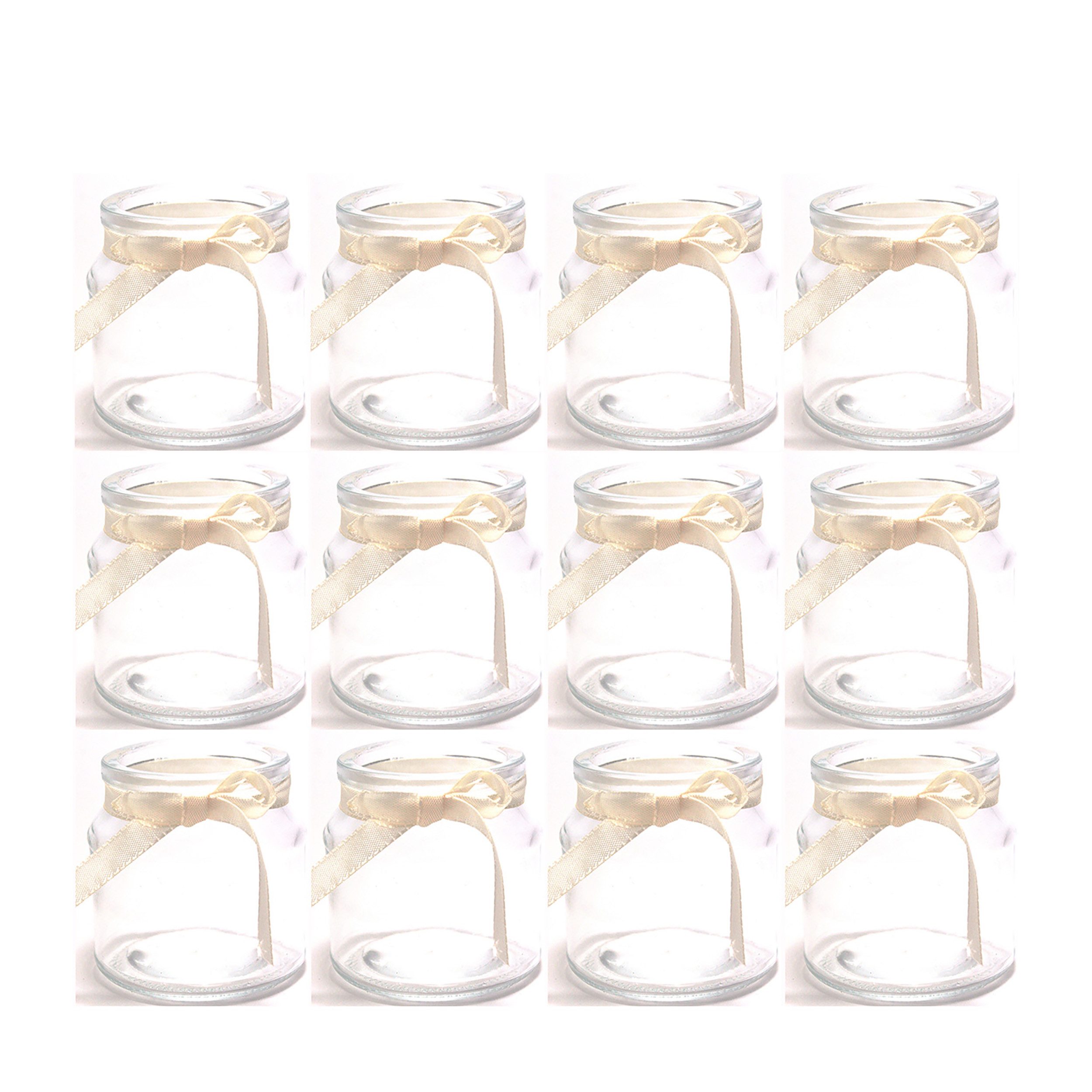 Annastore Teelichthalter 12 x Teelichtgläser Wilmar H 7 cm für kleine Teelichter (kleine Windlichter aus Glas für die Tischdeko)