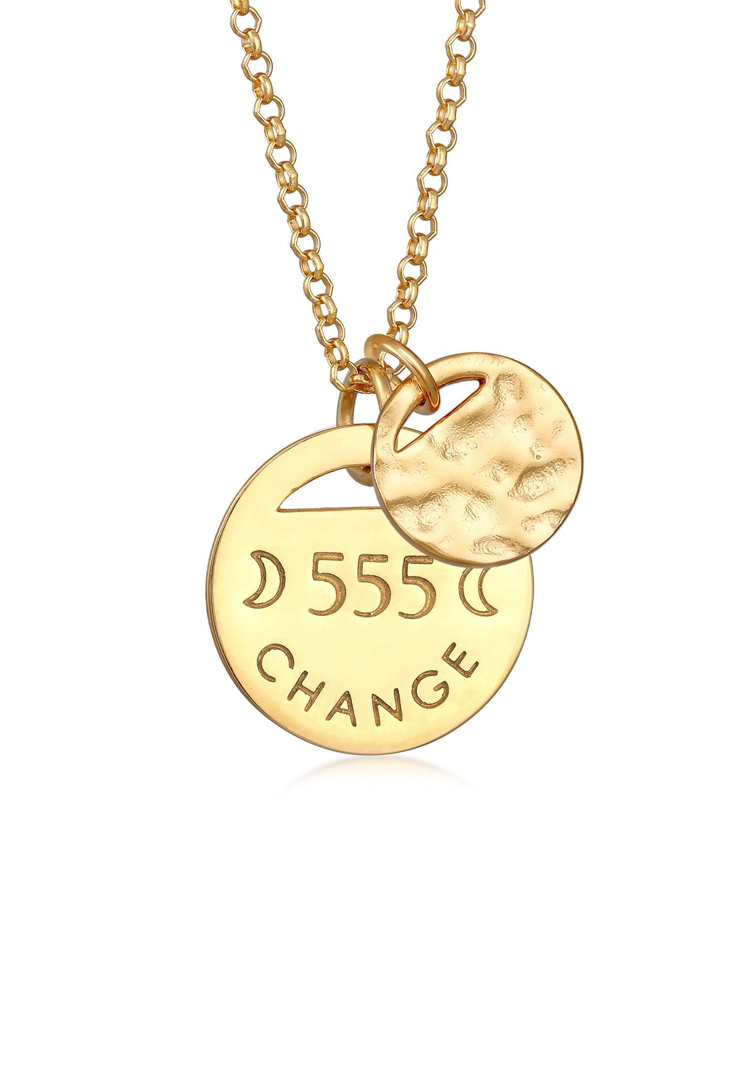 925 Kette Organic Change Silber, - Gold mit Anhänger 555 Plättchen Kreis Elli