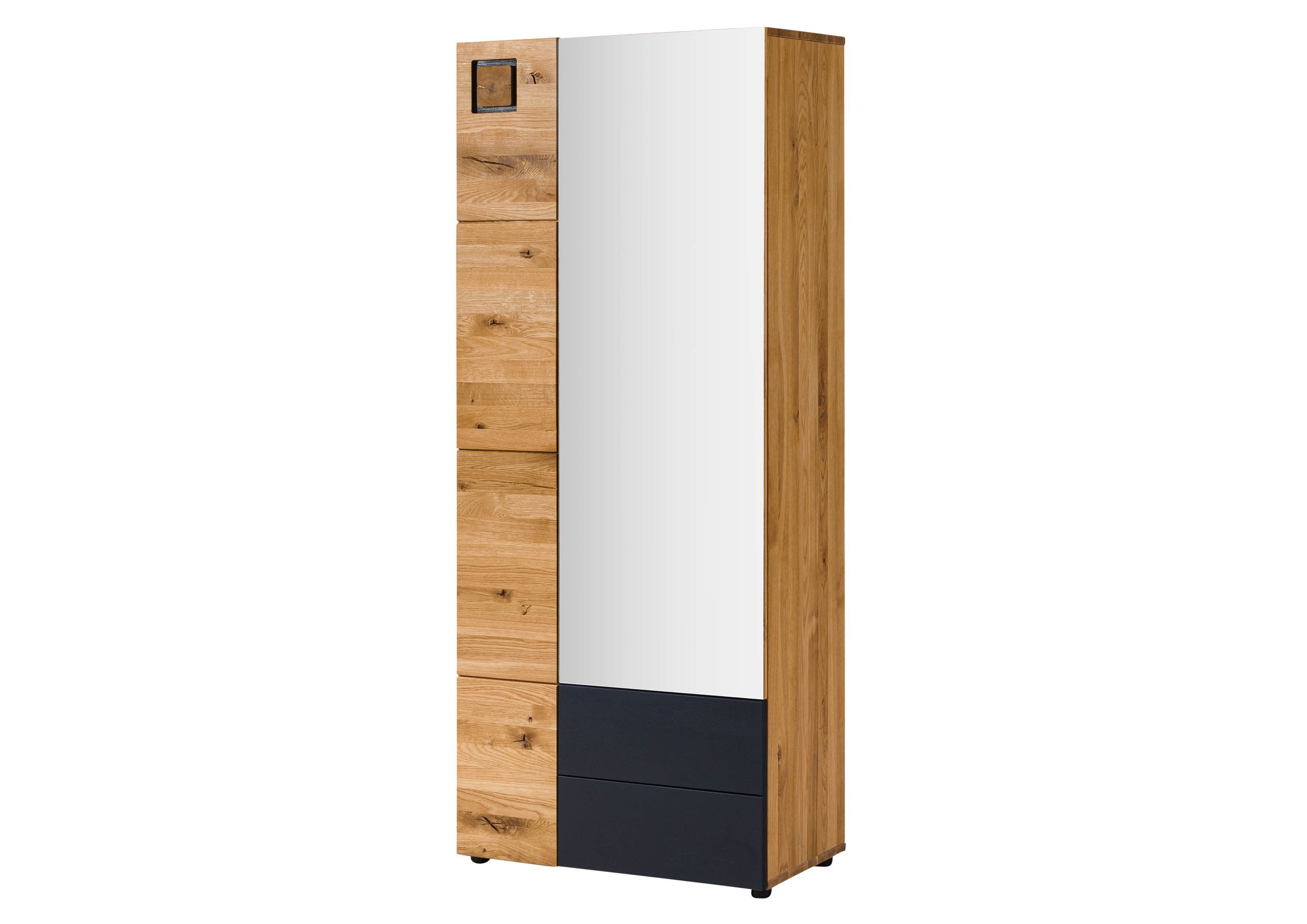 Massivmoebel24 Garderobenschrank #136 (mit Spiegel Wildeiche 82x44x196 natur lackiert / geölt KITZBÜHEL #136)