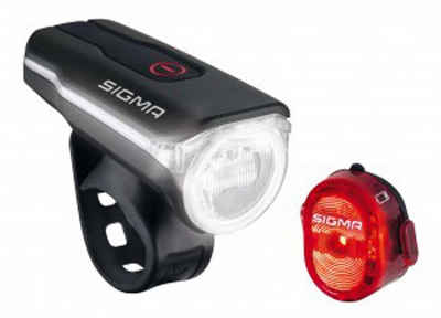 SIGMA SPORT Fahrradbeleuchtung Fahrrad LED Beleuchtung SET Sigma Aura 60 USB/Nugget II