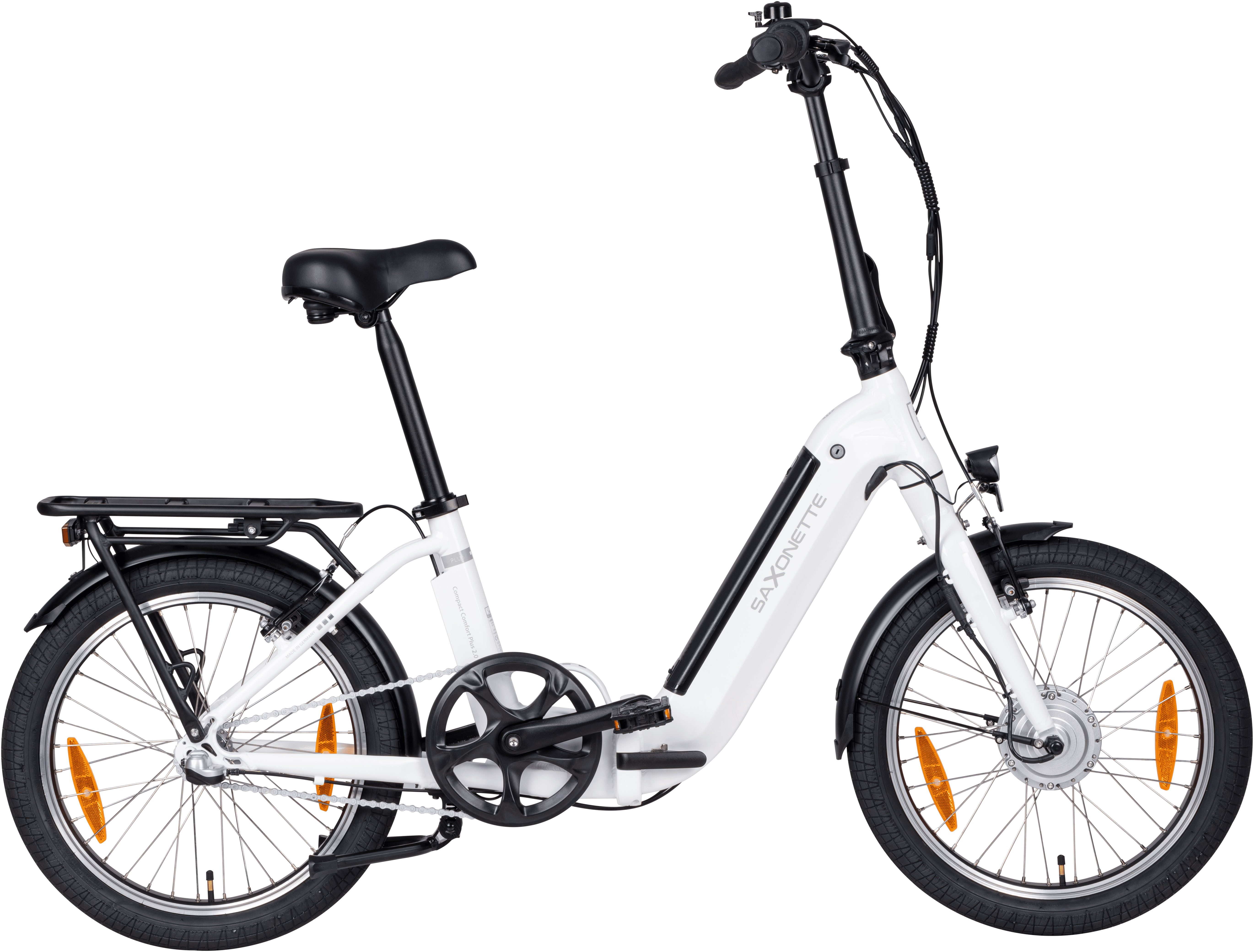 SAXONETTE E-Bike Faltrad Compact Comfort Plus 2.0, 3 Gang, Nabenschaltung, Frontmotor, 360 Wh, (mit Akku-Ladegerät), Pedelec, Elektrofahrrad für Damen u. Herren
