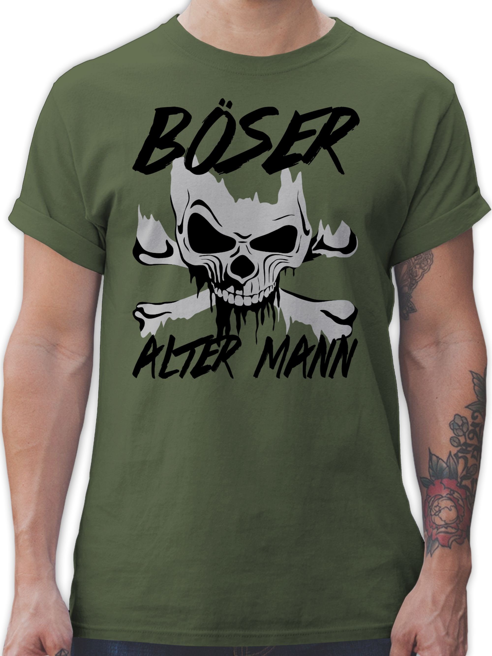 Shirtracer T-Shirt Böser alter Mann - grau Piraten & Totenkopf 2 Army Grün