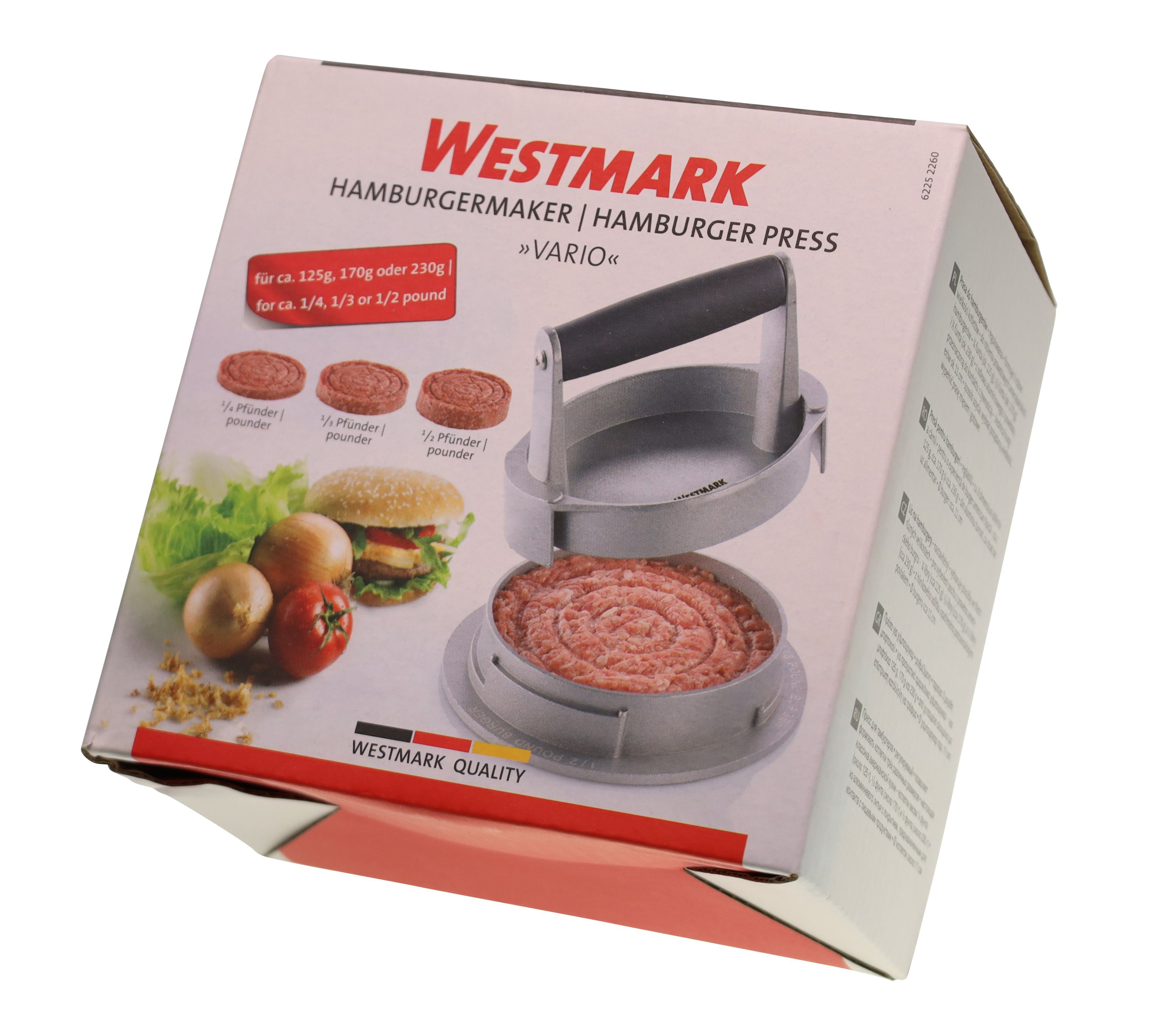 WESTMARK Hamburger Maker Westmark 62252260 Vario Hamburgermaker, Spülmaschinengeeignet, Alumi