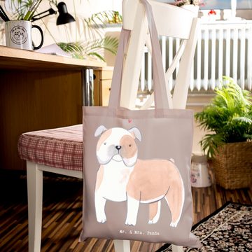 Mr. & Mrs. Panda Tragetasche Englische Bulldogge Moment - Braun Pastell - Geschenk, Einkaufstasche (1-tlg), Lange Tragegriffe