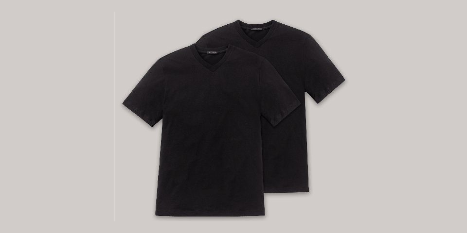 Schiesser Kurzarmshirt American T-Shirts V-Ausschnitt 2er-Pack