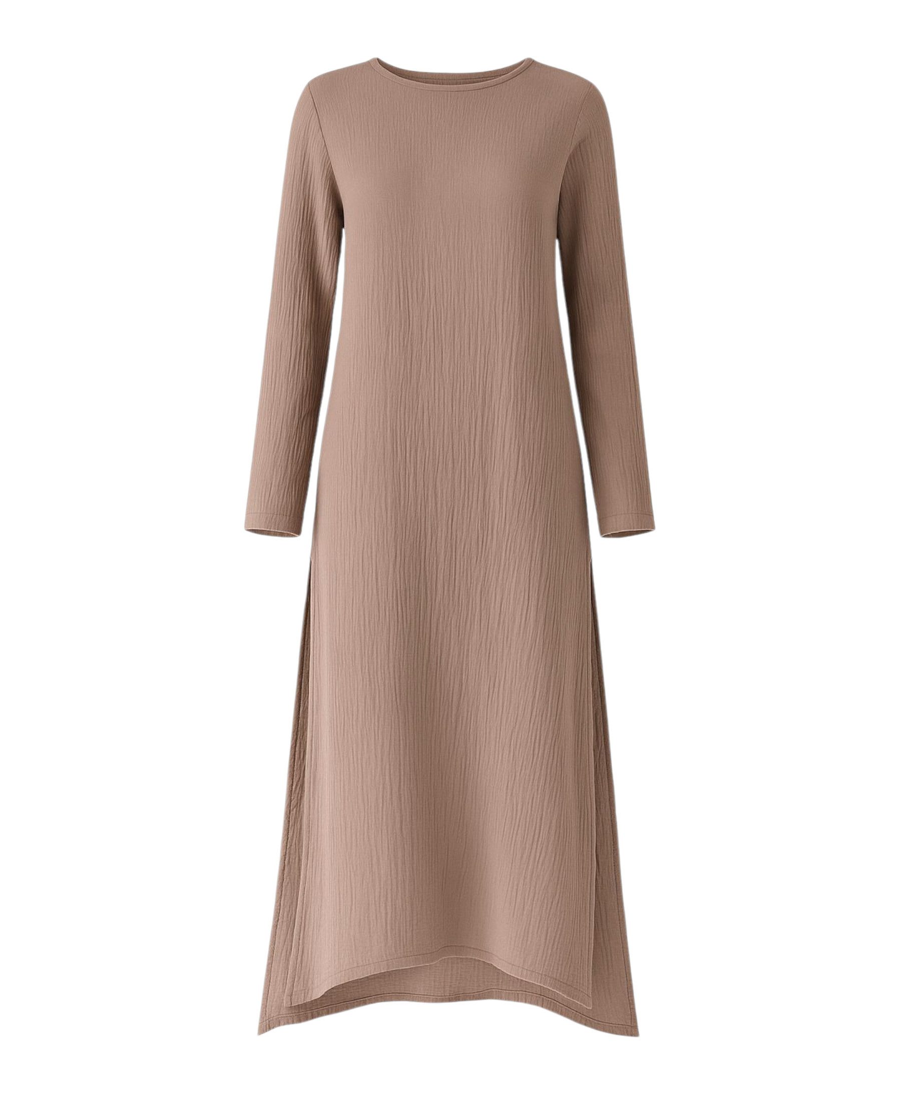 WENOR Longtunika Musselin 100 % Baumwolle 125 cm, Seitenschlitze, Modest Fashion 34–50