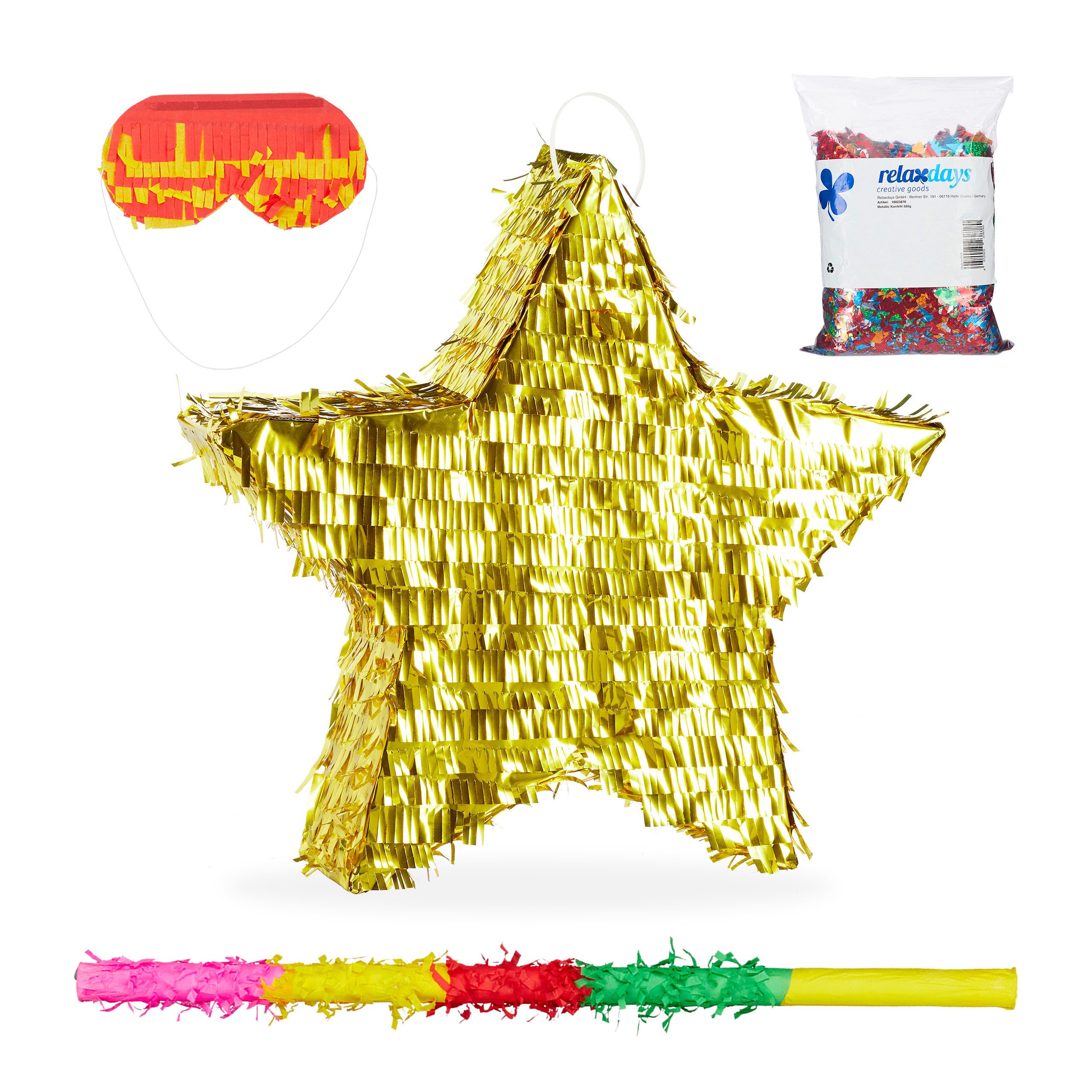 relaxdays Pinata 4-tlg. Pinata Set Stern