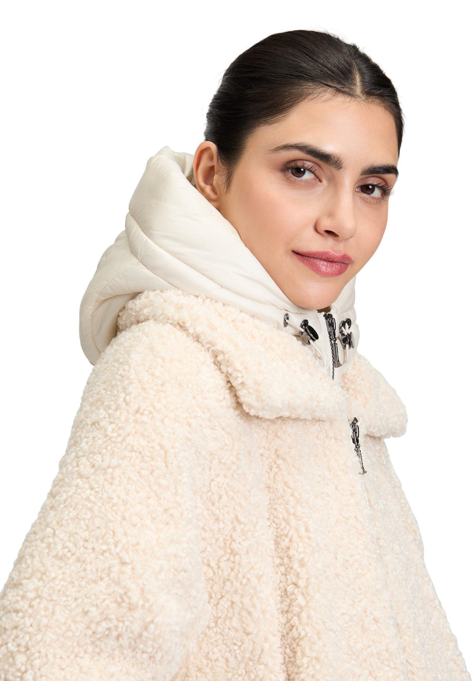 Amber & June Plüschjacke Damen mit abnehmbarem Westenteil