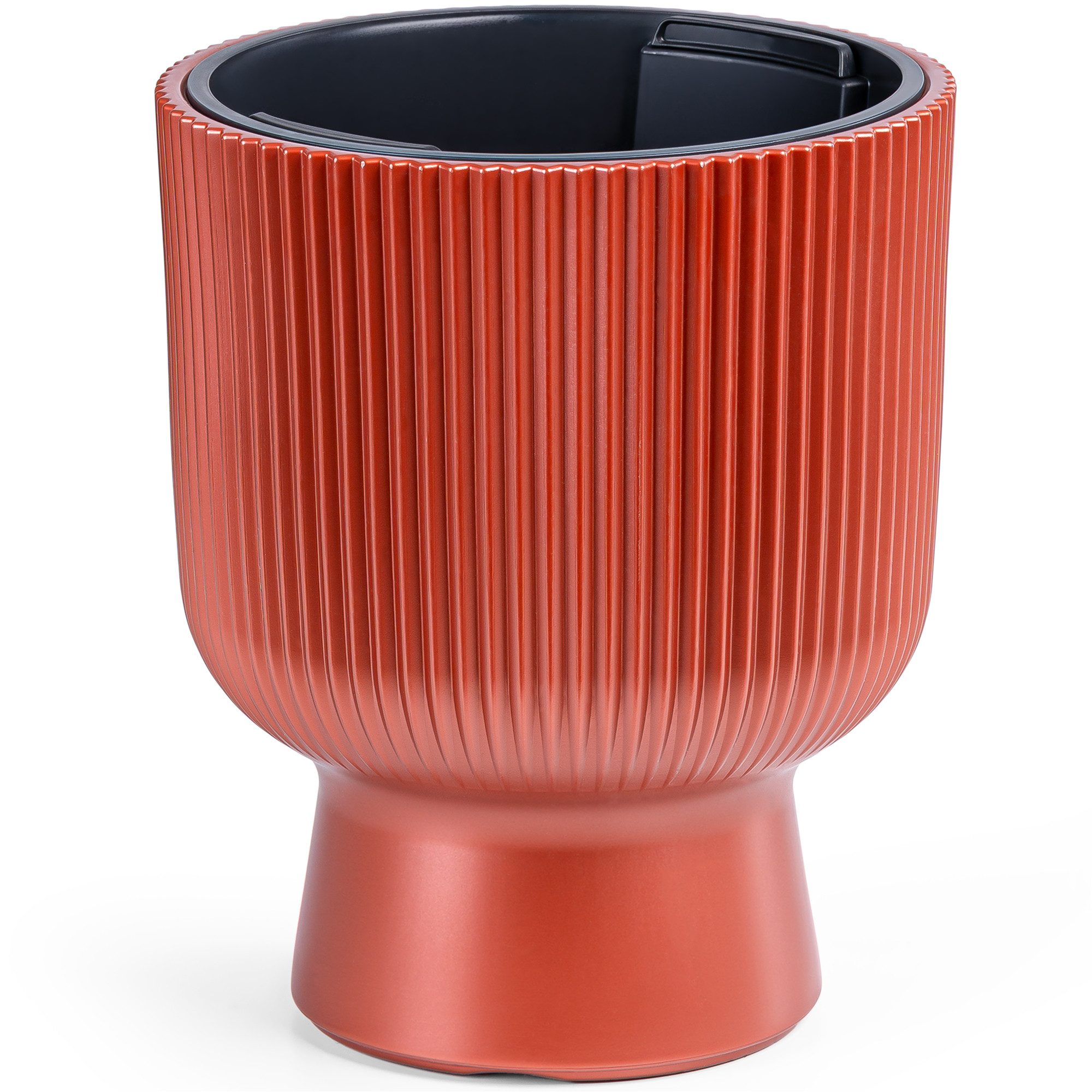 KONZEPT Blumentopf aus Kunststoff mit Einsatz, in Rippen-Optik, Ø 30 cm, 18L, Frostbeständig, Leicht, Rostbeständig, UV-beständig, Wetterfest