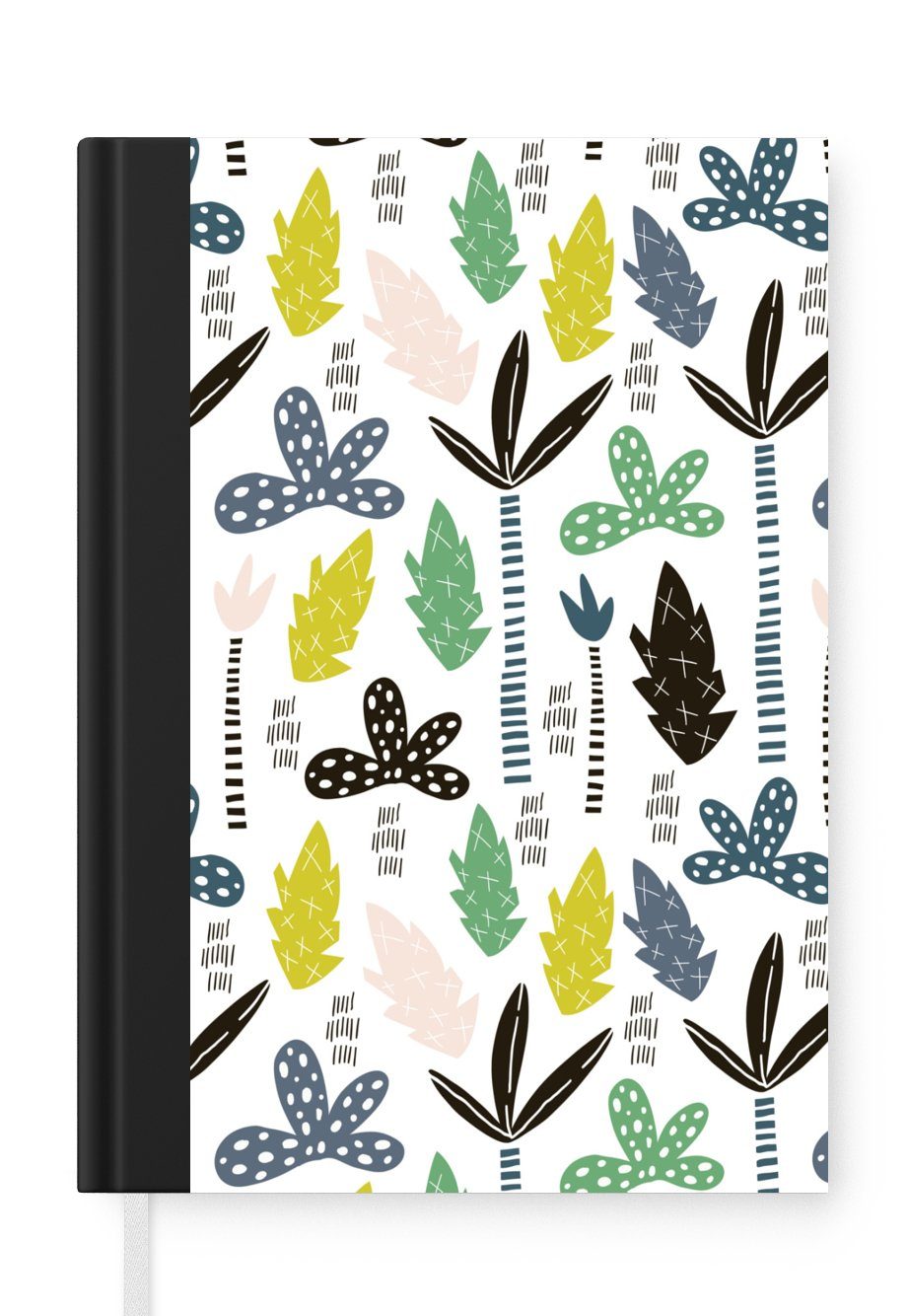 MuchoWow Notizbuch Dschungel - Baum - Blätter - Muster, Journal, Merkzettel, Tagebuch, Notizheft, A5, 98 Seiten, Haushaltsbuch