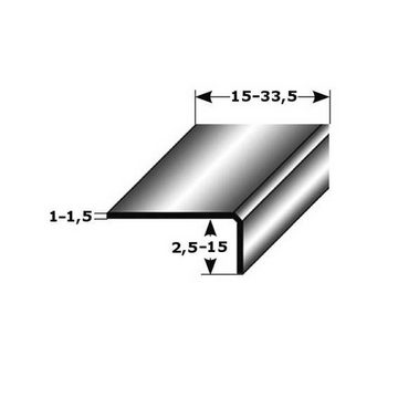 PROVISTON Winkelprofil Edelstahl, 29 x 8 x 2700 mm, Edelstahl matt, Bau- & Montageprofile