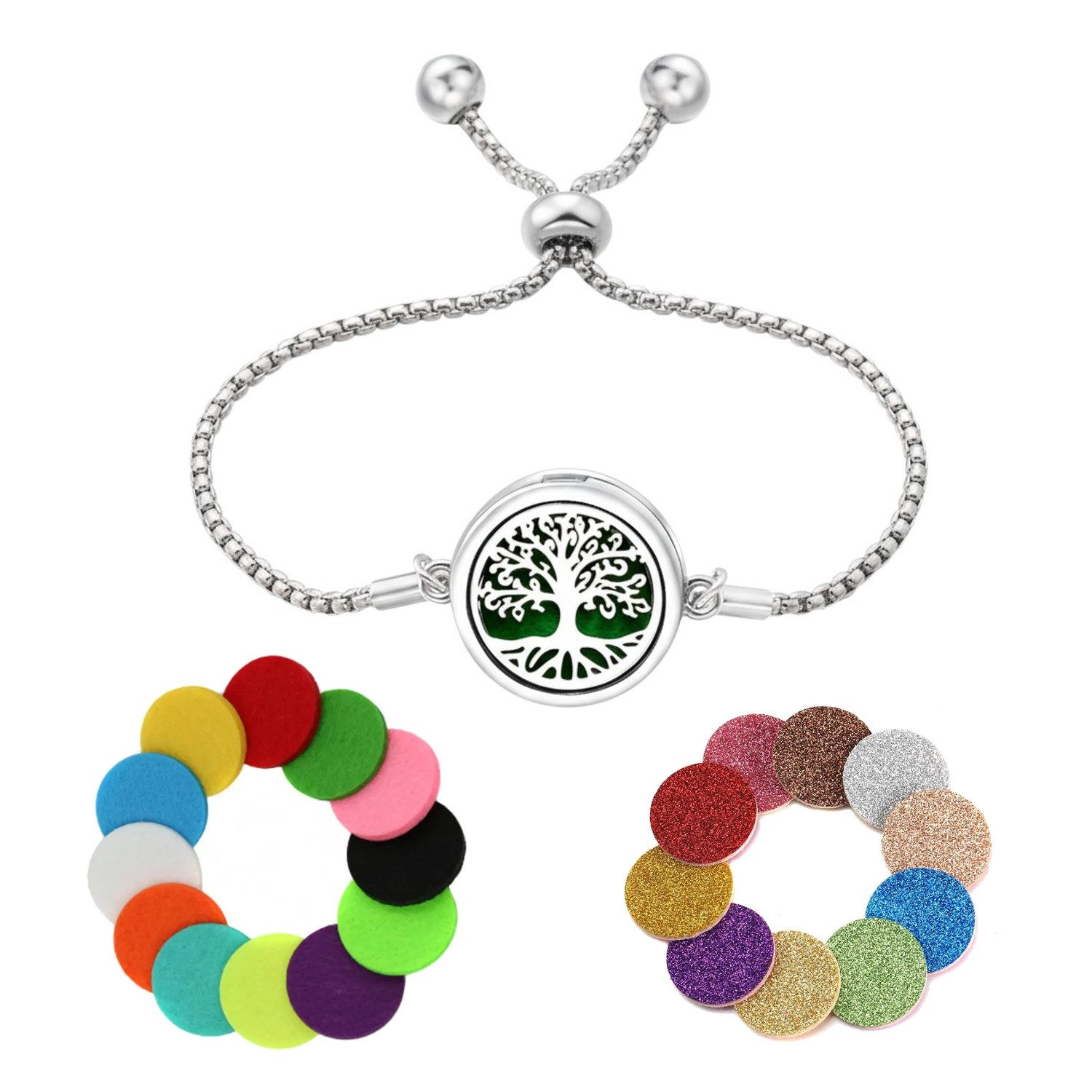 KARMA Armband Duftarmband Damen Lebensbaum Medaillon (Armband mit Duftpad, 1-tlg., Damenarmband Aromatherapie), Edelstahl wasserfest hypoallergen