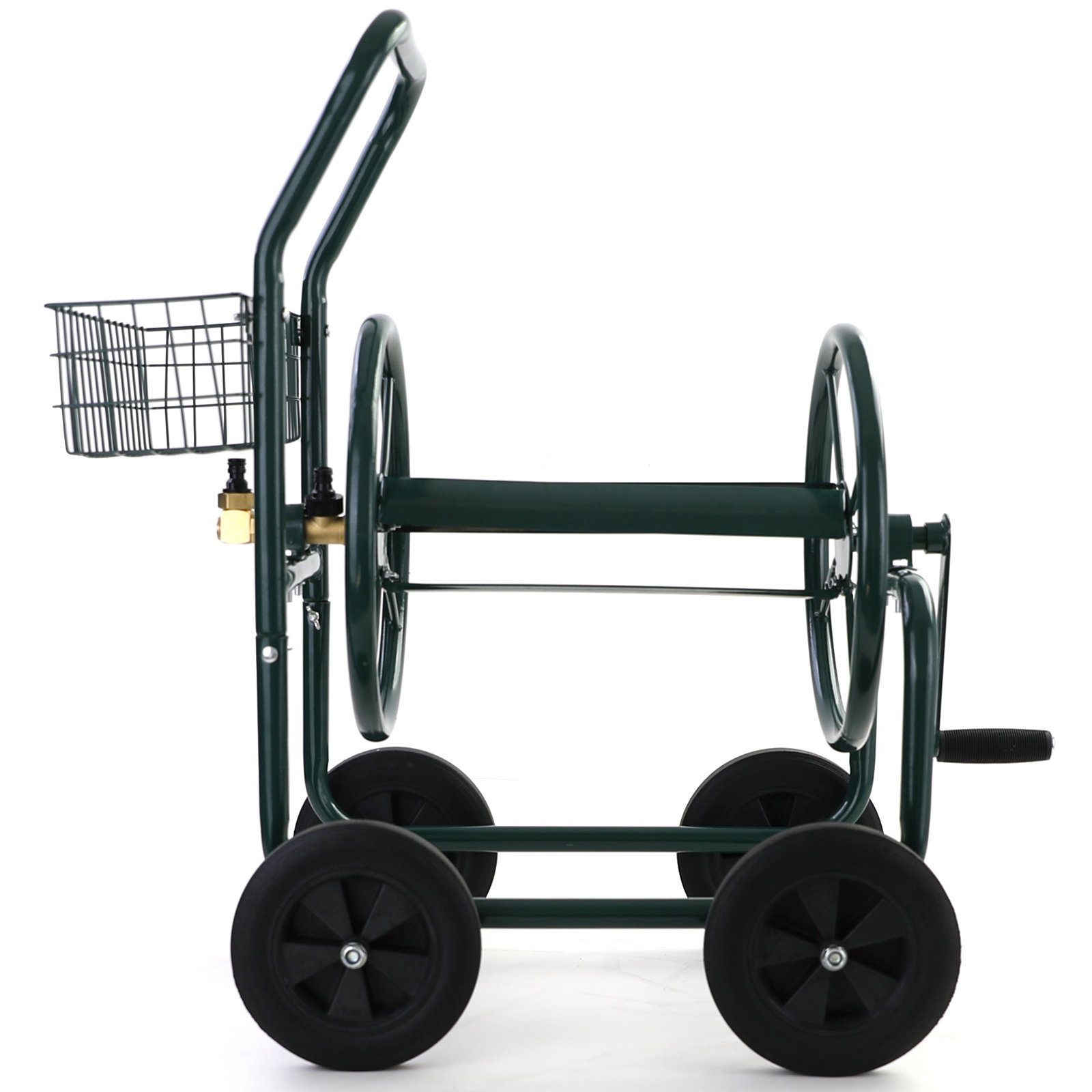 RAMROXX Schlauchwagen Schlauch Handwagen Grün mit Ablagekorb bis 60m Gartenschlauch