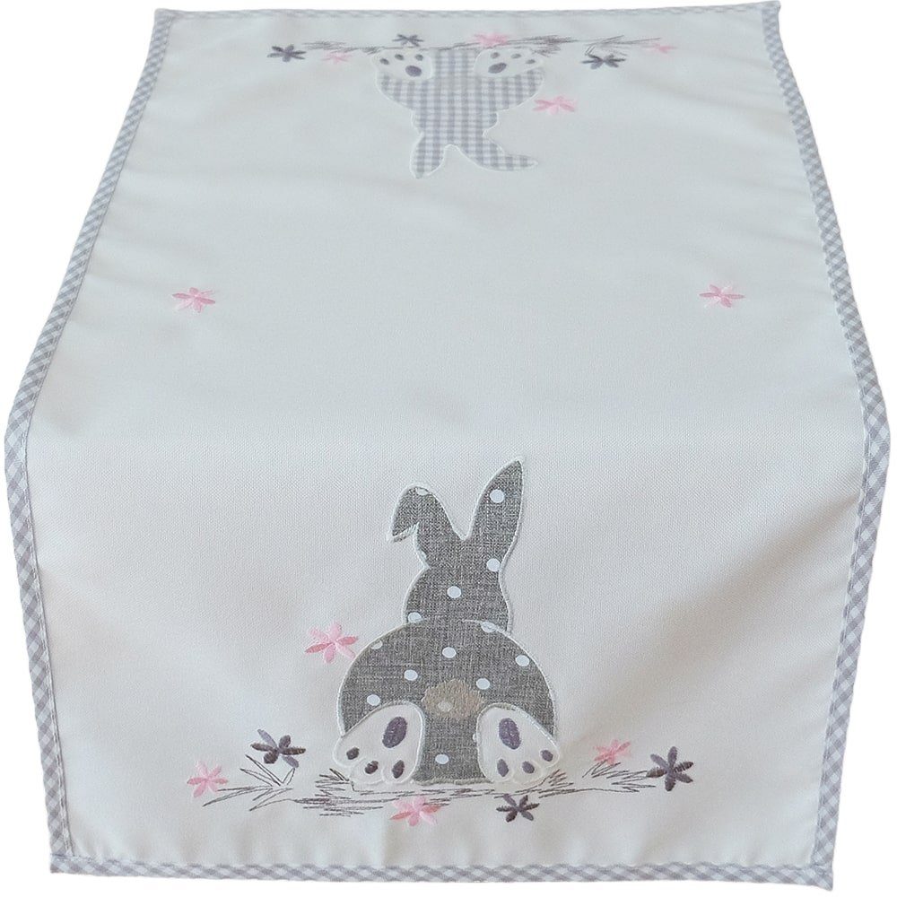 matches21 HOME & HOBBY Tischdecke Вузькі скатертини Ostern Osterhasen Applikation Paspelrand 70x35 cm (1-tlg)