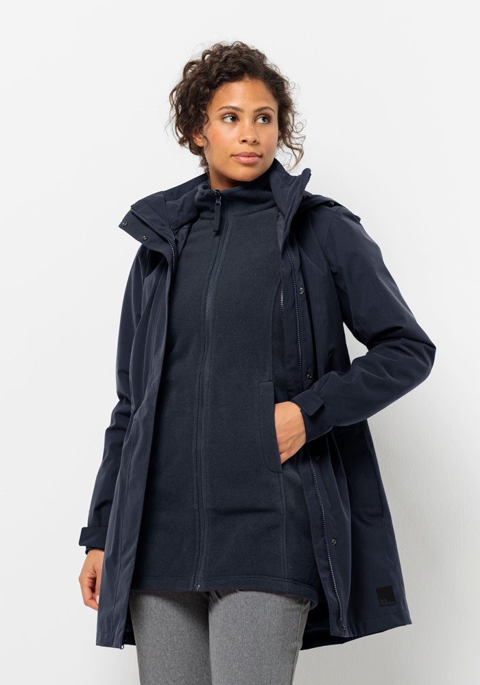 【Öffnung】 Jack Wolfskin 3-in-1-Funktionsmantel OTTAWA nachtblau COAT