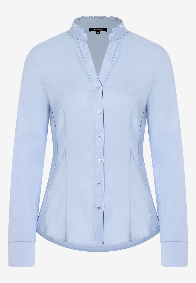 MORE&MORE Kurzarmbluse Baumwoll/Stretch Bluse hellblau Sommer-Kollektion günstig online kaufen