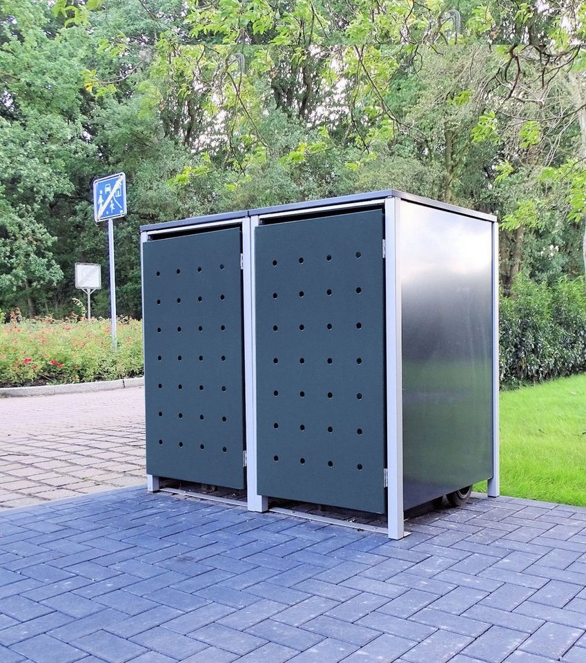 Thumbnail - SRM Design Mülltonnenbox 2 Mülltonnenboxen Modell No.1 Anthrazitgrau 120L