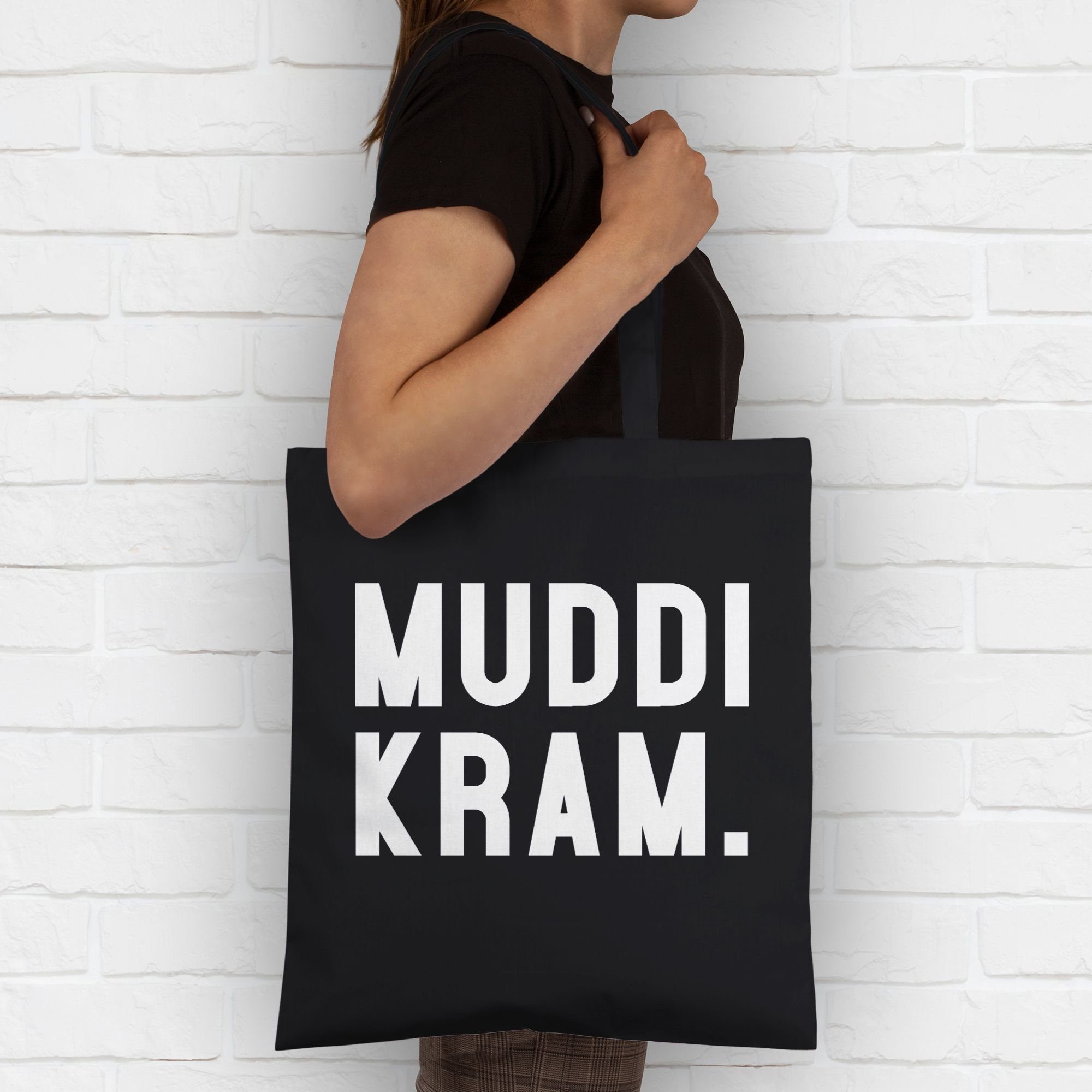Umhängetasche Muddi Kram, Schwarz Shirtracer Muttertagsgeschenk 1