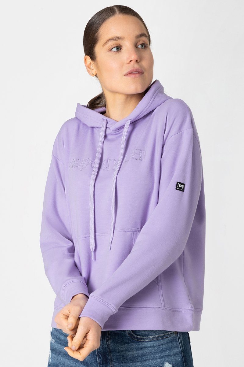 SUPER.NATURAL Hoodie Merino Hoodie W FAVOURITE HOODIE bequemer Merino-Materialmix Lavender