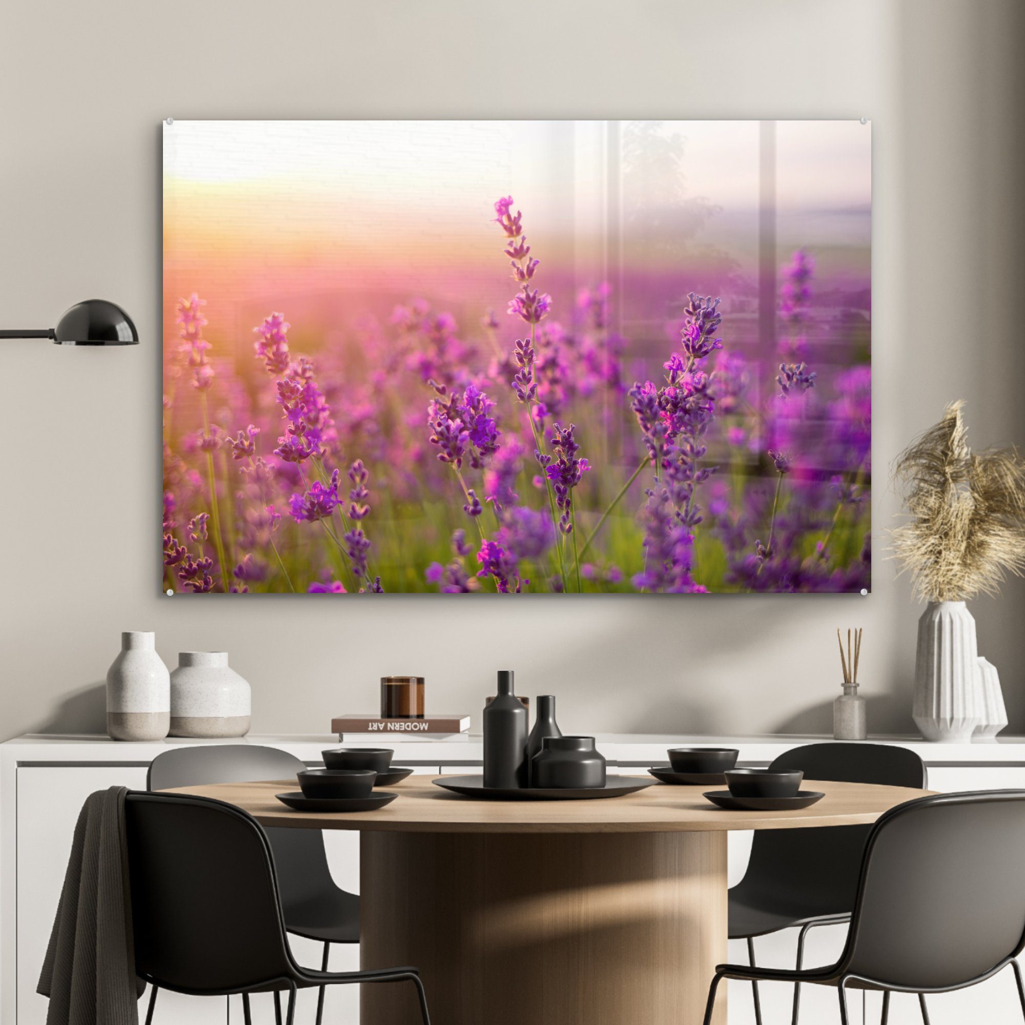 MuchoWow Frühling Acrylglasbild Acrylglasbilder St), Schlafzimmer - (1 - Wohnzimmer Lila, Lavendel &