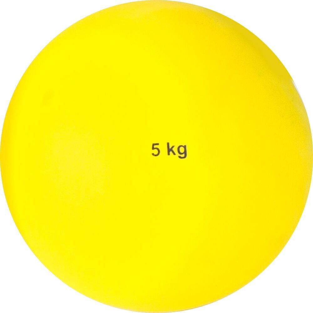 Sport-Thieme Stoßkugel Trainings-Stoßkugel Kunststoff, Üben zum Stoßhaltung Gelb ø 5 kg, Griffiges mm – der Material 135 korrekten