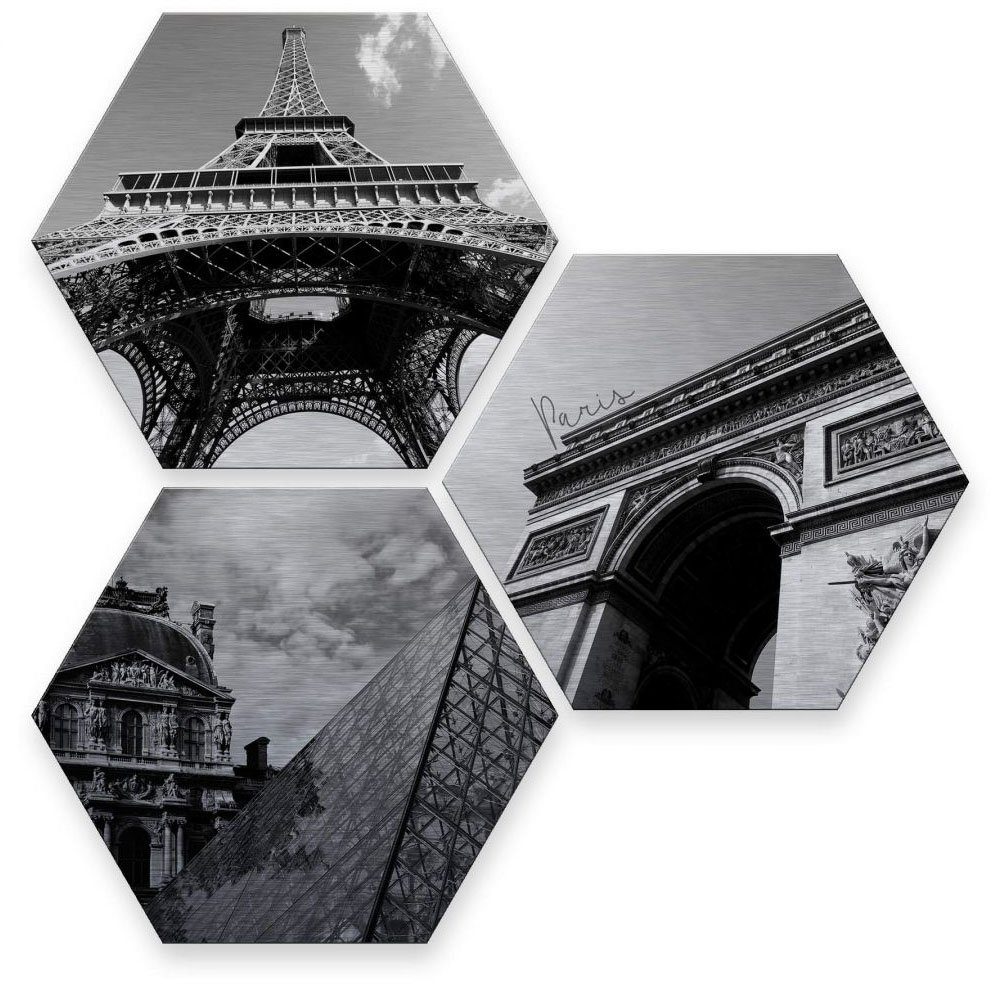 Mehrteilige 3 Paris, of Impression Wall-Art Silbereffekt St) (Set, Bilder