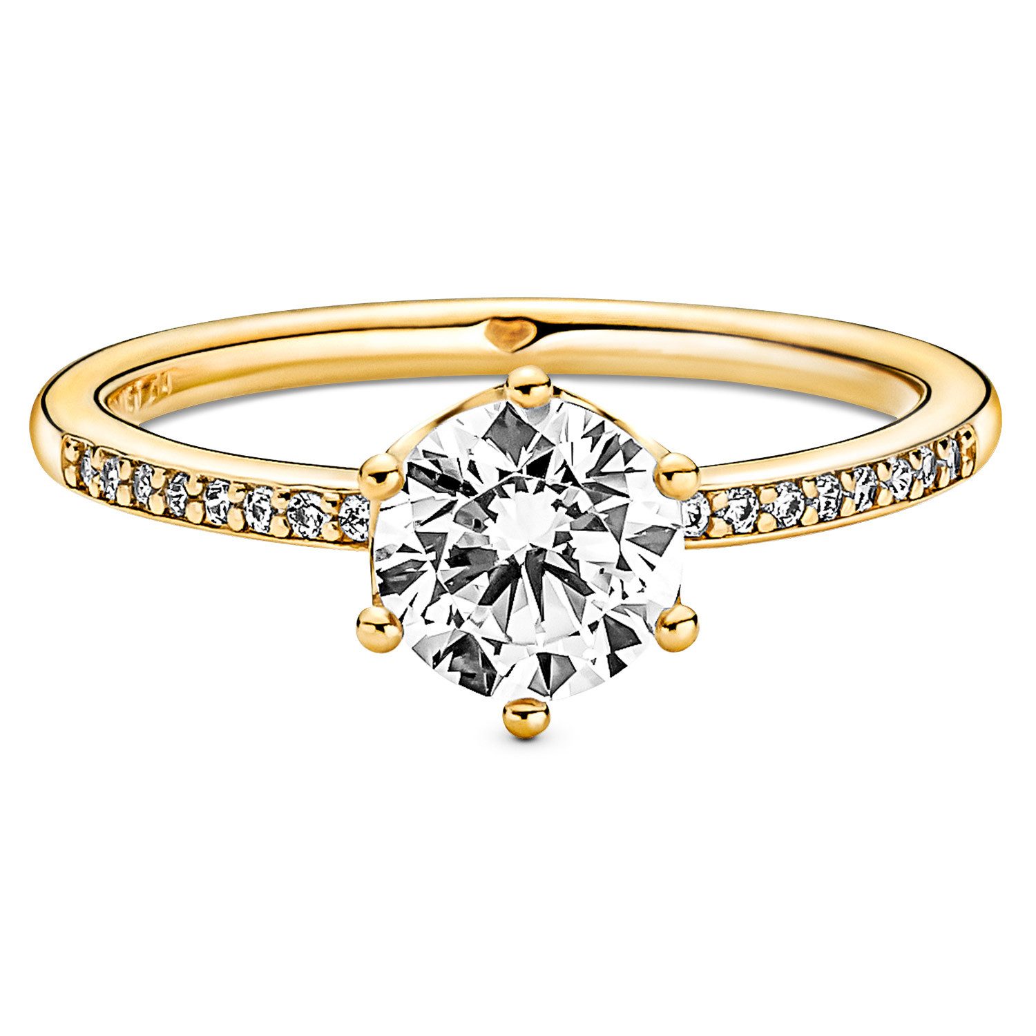 Pandora Solitärring für Funkelnde Krone Goldfarben günstig online kaufen