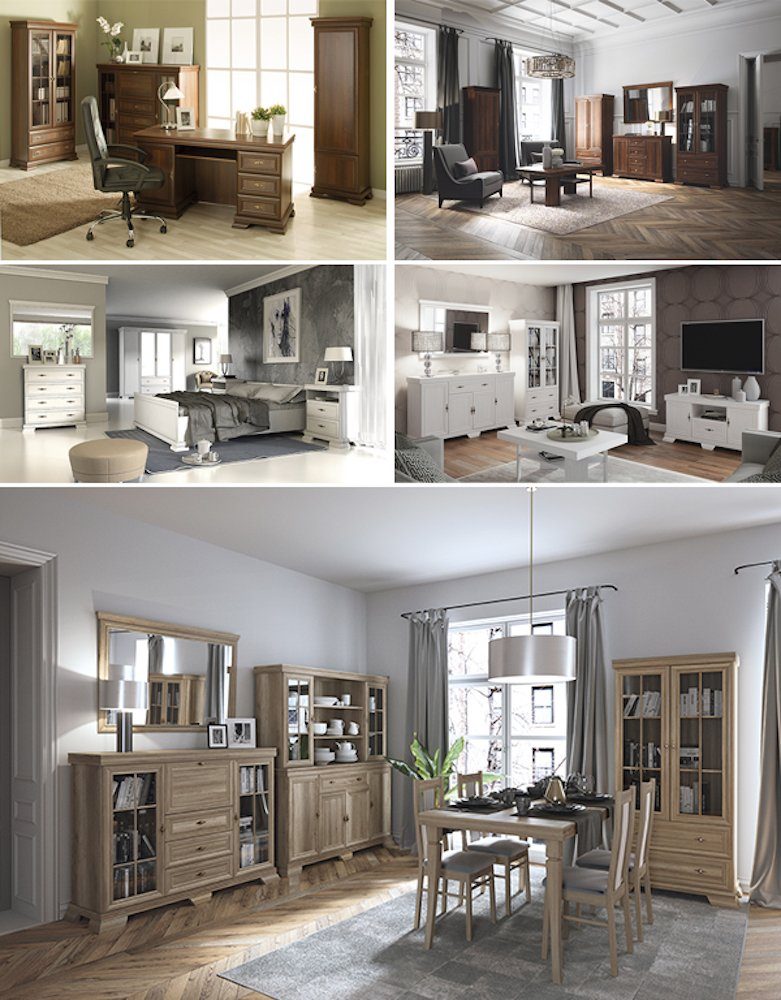 Feldmann-Wohnen Couchtisch Kora, 125x65cm mit Ablage andersen pinie rustikal