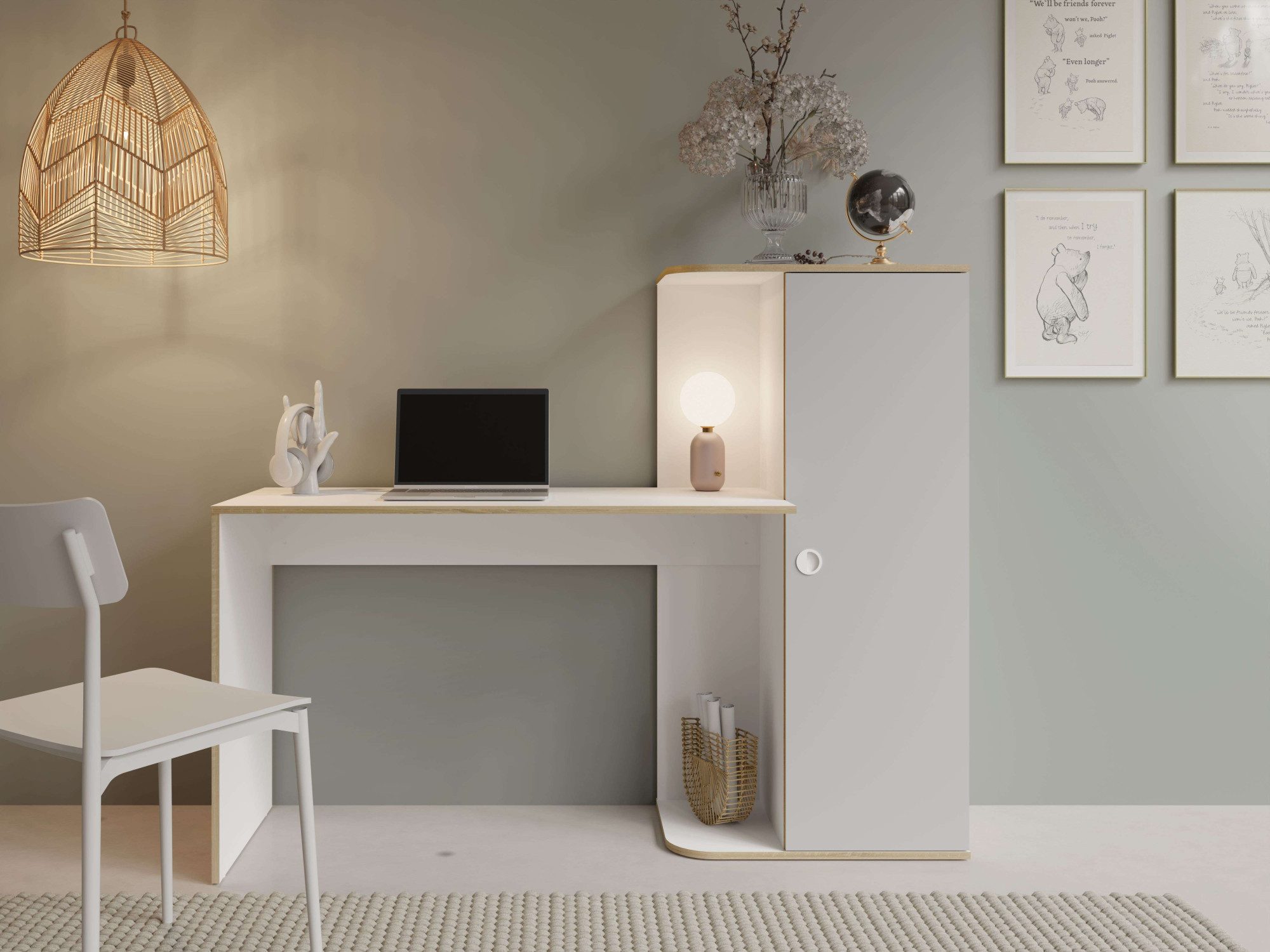 Home affaire Schreibtisch ELLETE Computertisch mit viel Stauraum, Maße B/T/ günstig online kaufen