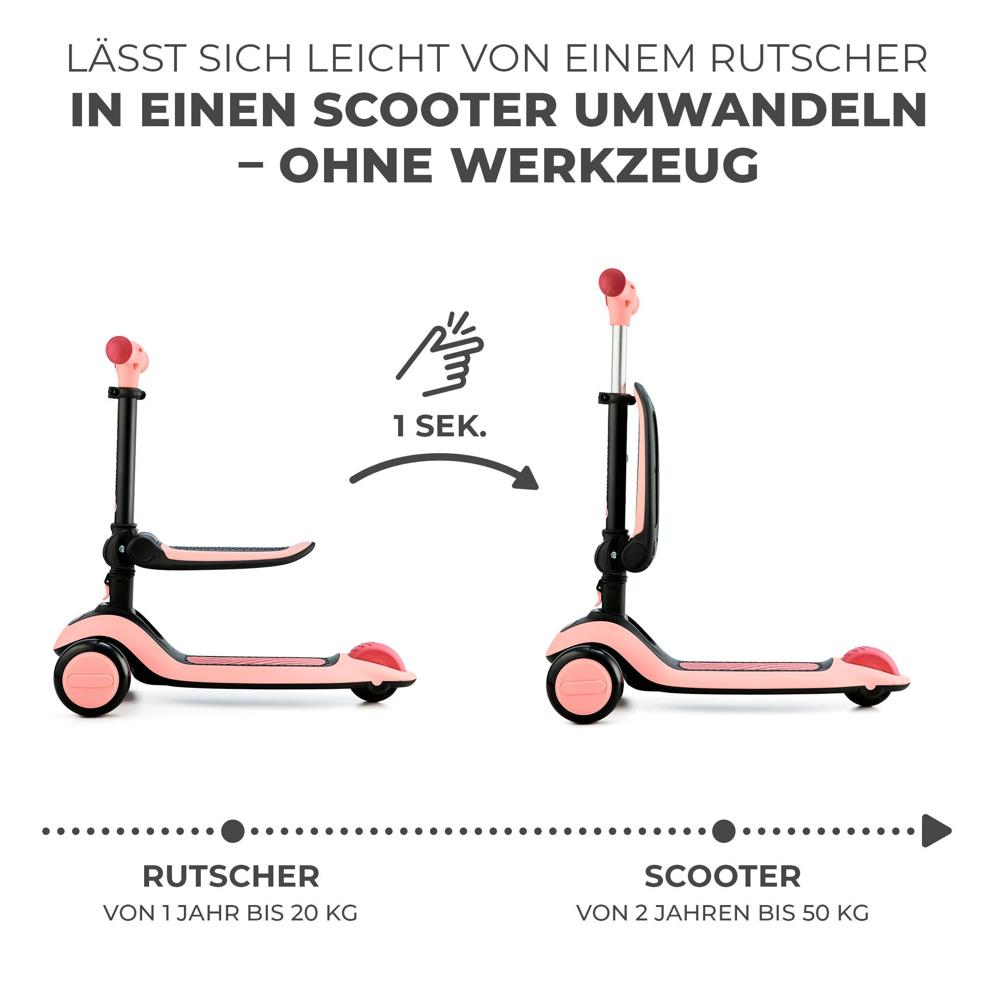 Kinderkraft Tretroller HALLEY, für Kinder; mit Bremse und leuchtenden Vorderrädern