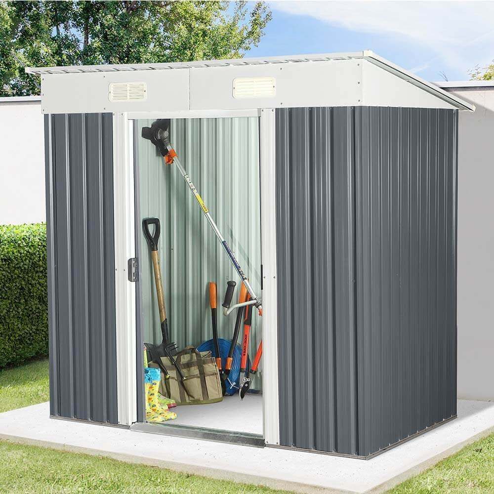 HOME DELUXE Gerätehaus Geräteschuppen BOHIO - M, BxT: 195x121 cm, 2,2 m² aus verzinktem Stahl & wetterfest, Gartenschrank