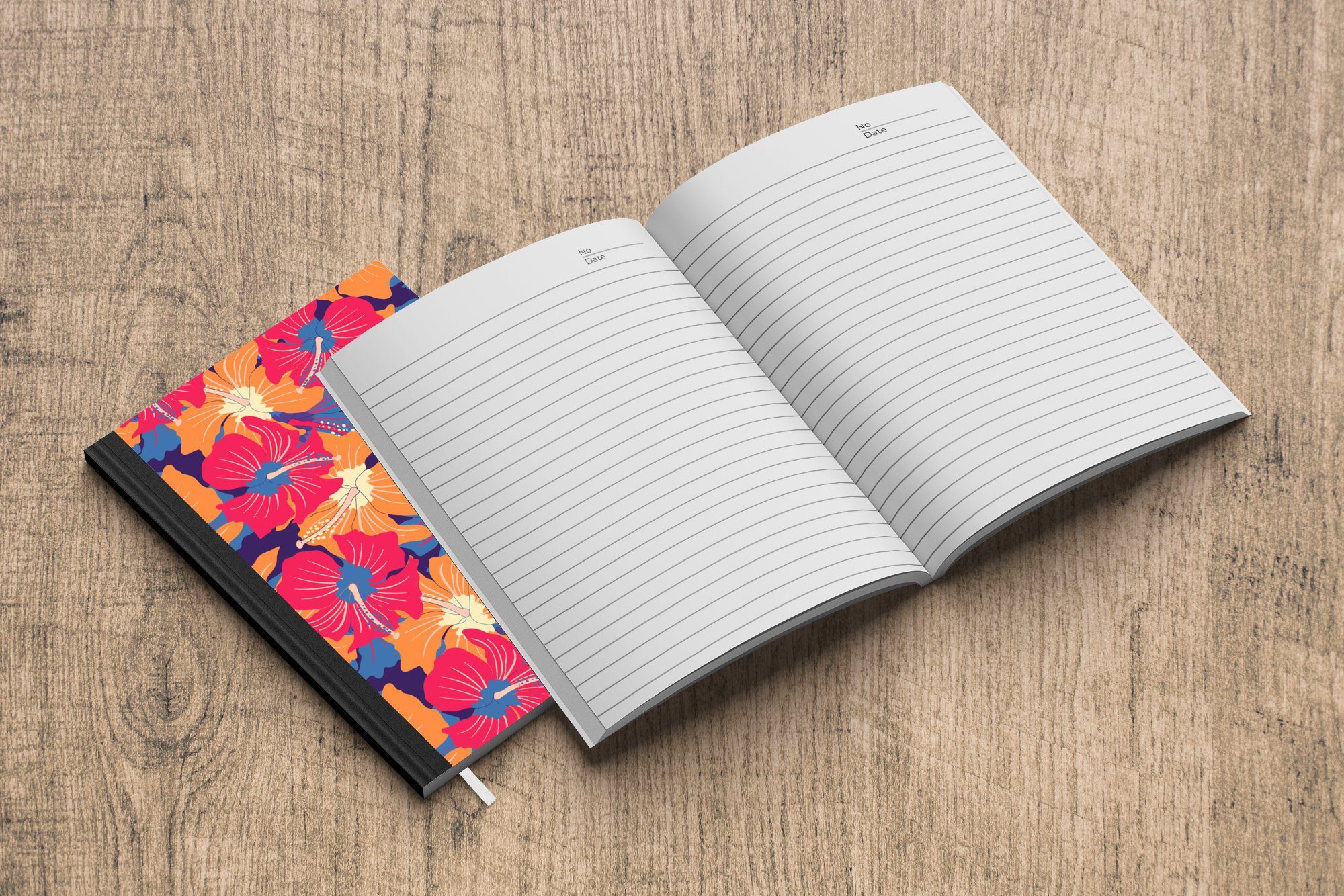 MuchoWow Notizbuch Sommer - Blumen - Muster, Seiten, Notizheft, Merkzettel, A5, - 98 Haushaltsbuch Hawaii Tagebuch, Journal