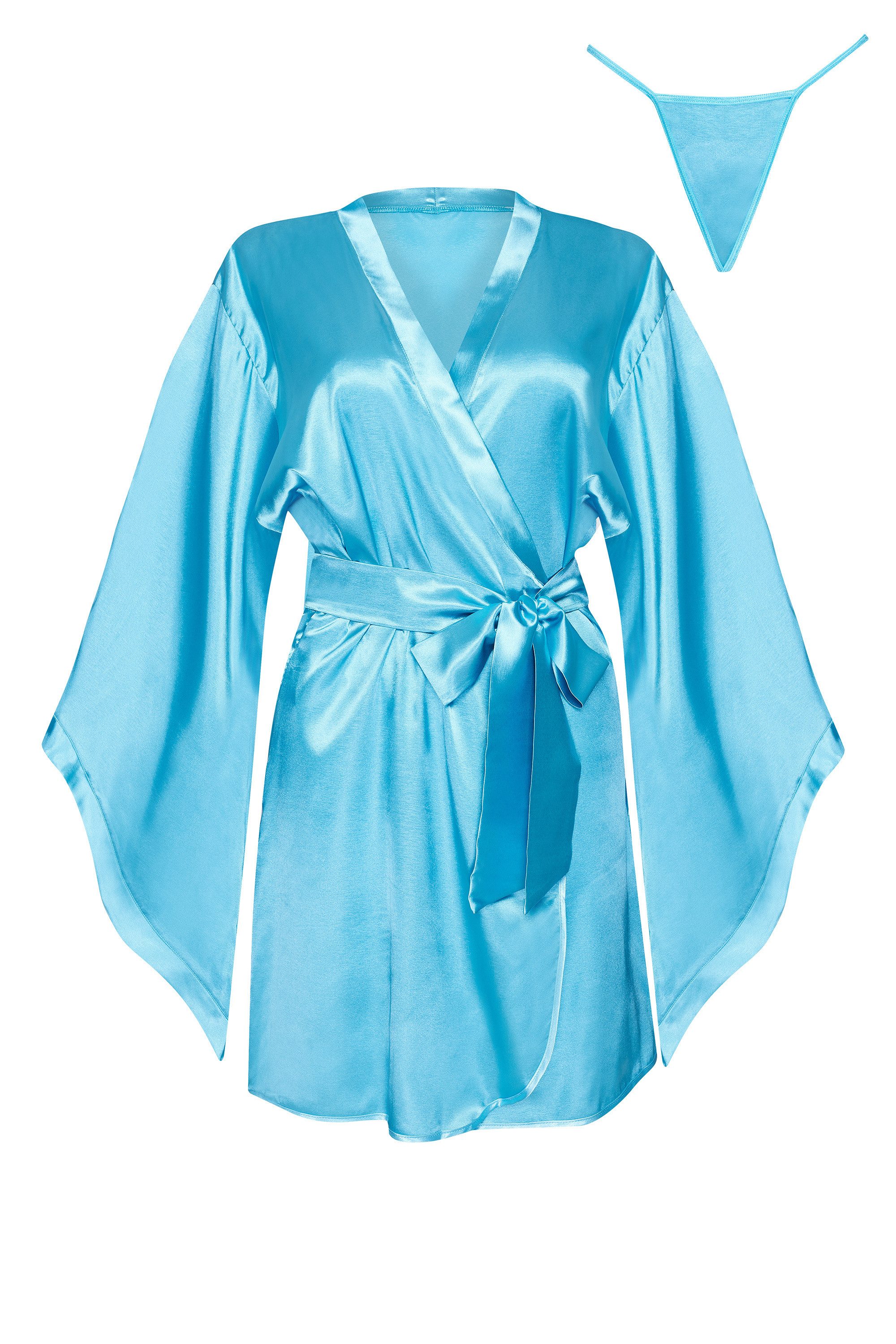 Beauty Night Fashion Negligé Morgenmantel Samria türkis Kimono + String Sat günstig online kaufen