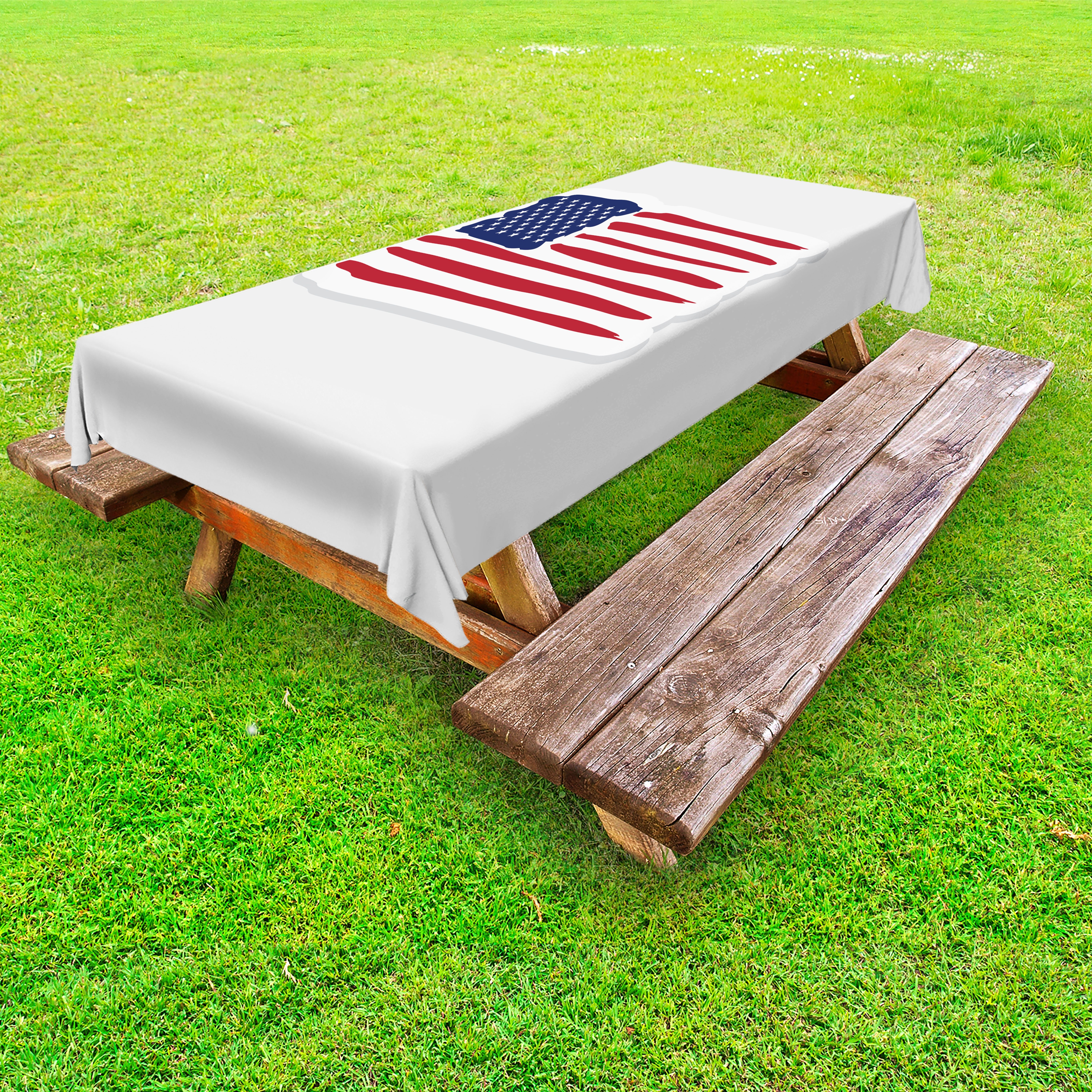 Abakuhaus Tischdecke dekorative waschbare Picknick-Tischdecke, 4. Juli American Flag-Bild
