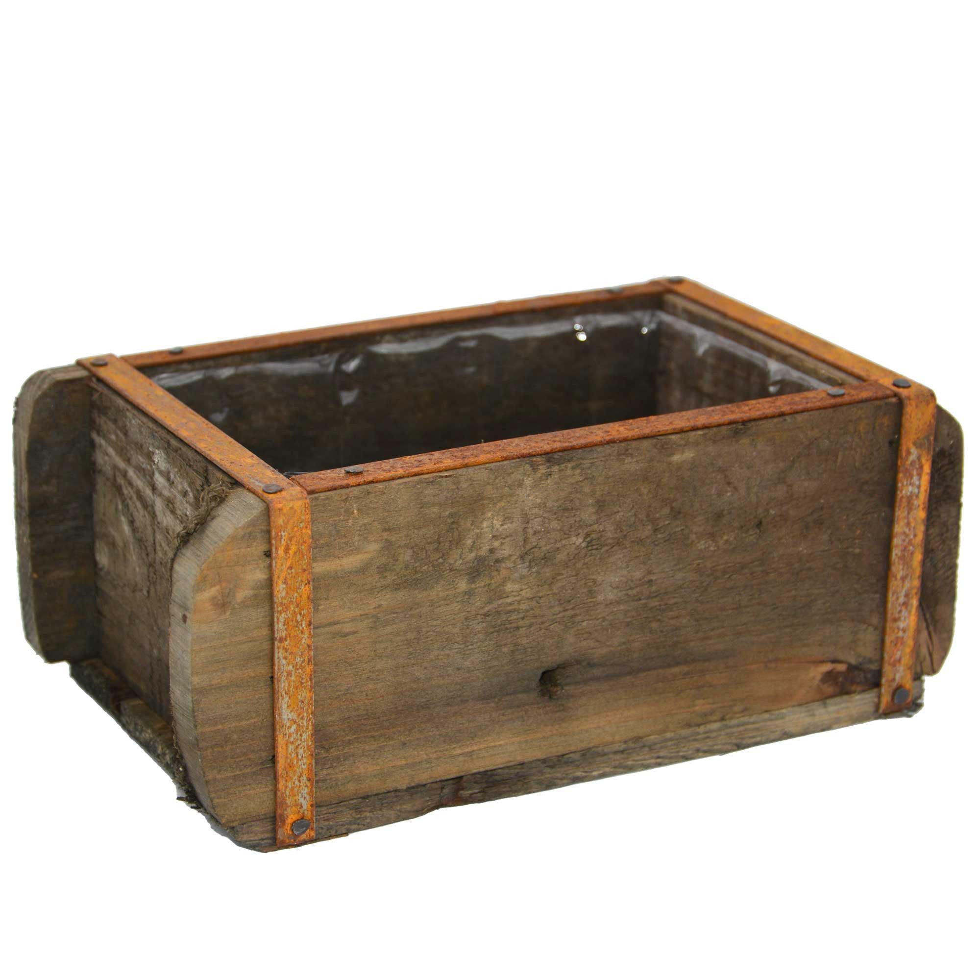 Dekokiste Pflanztopf Ziegelform Holz Natur