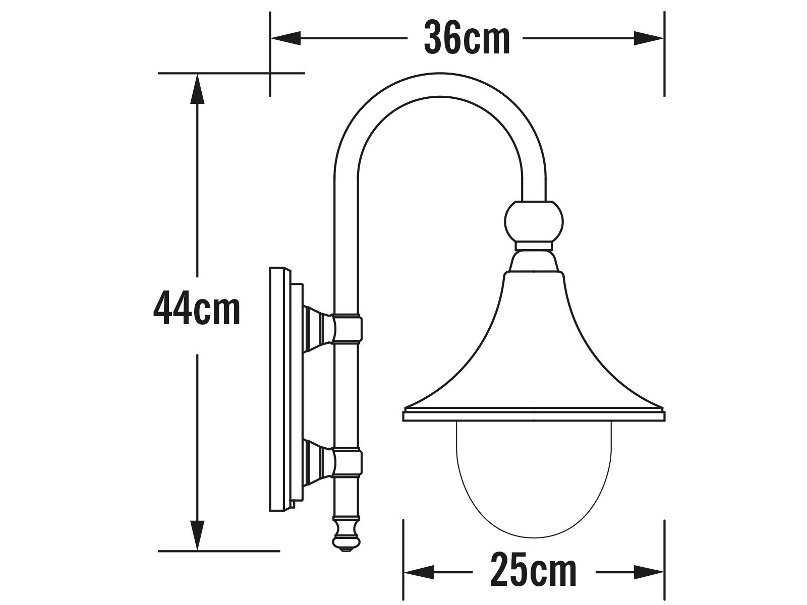 KONSTSMIDE LED Außen-Wandleuchte, LED wechselbar, warmweiß, Wand-laterne Landhausstil, Haus-wand beleuchten, Schwarz Höhe: 44cm