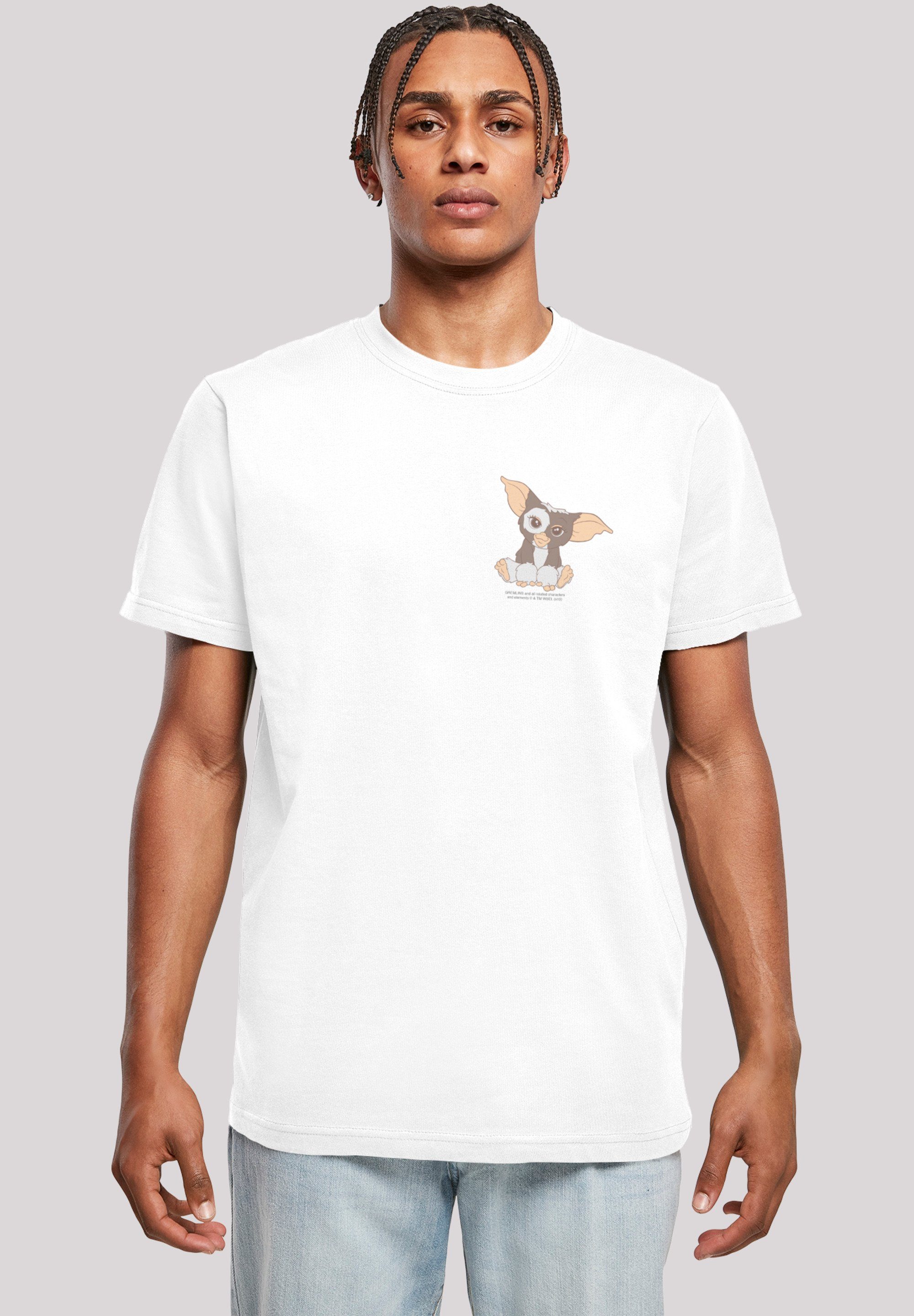 Neck Gremlins with T-Shirt Kurzarmshirt Herren Gizmo (1-tlg) and Chest F4NT4STIC white Round -BLK