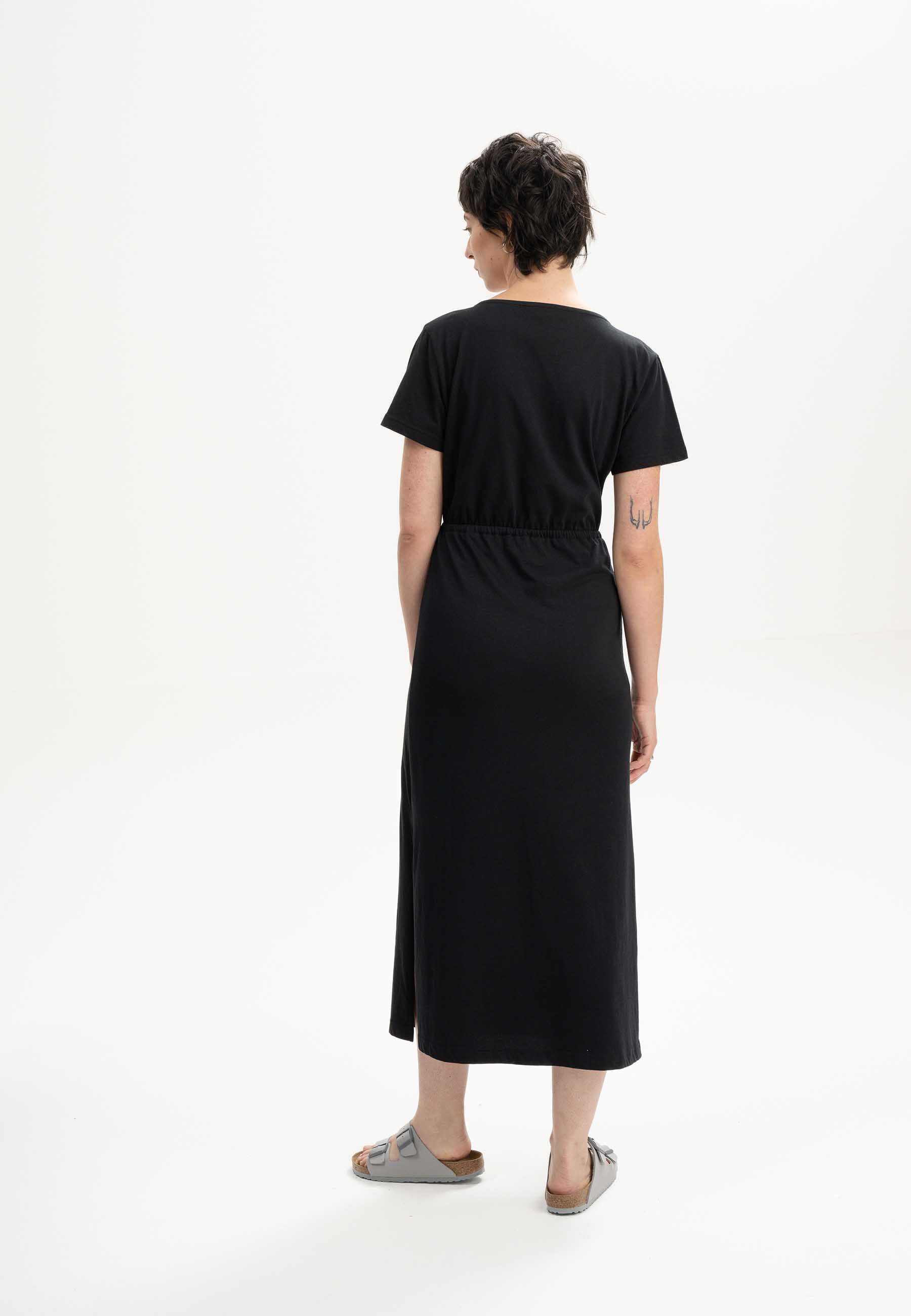 MELA Jerseykleid V-Neck Kleid lang Style SHREOSHI Bindegürtel