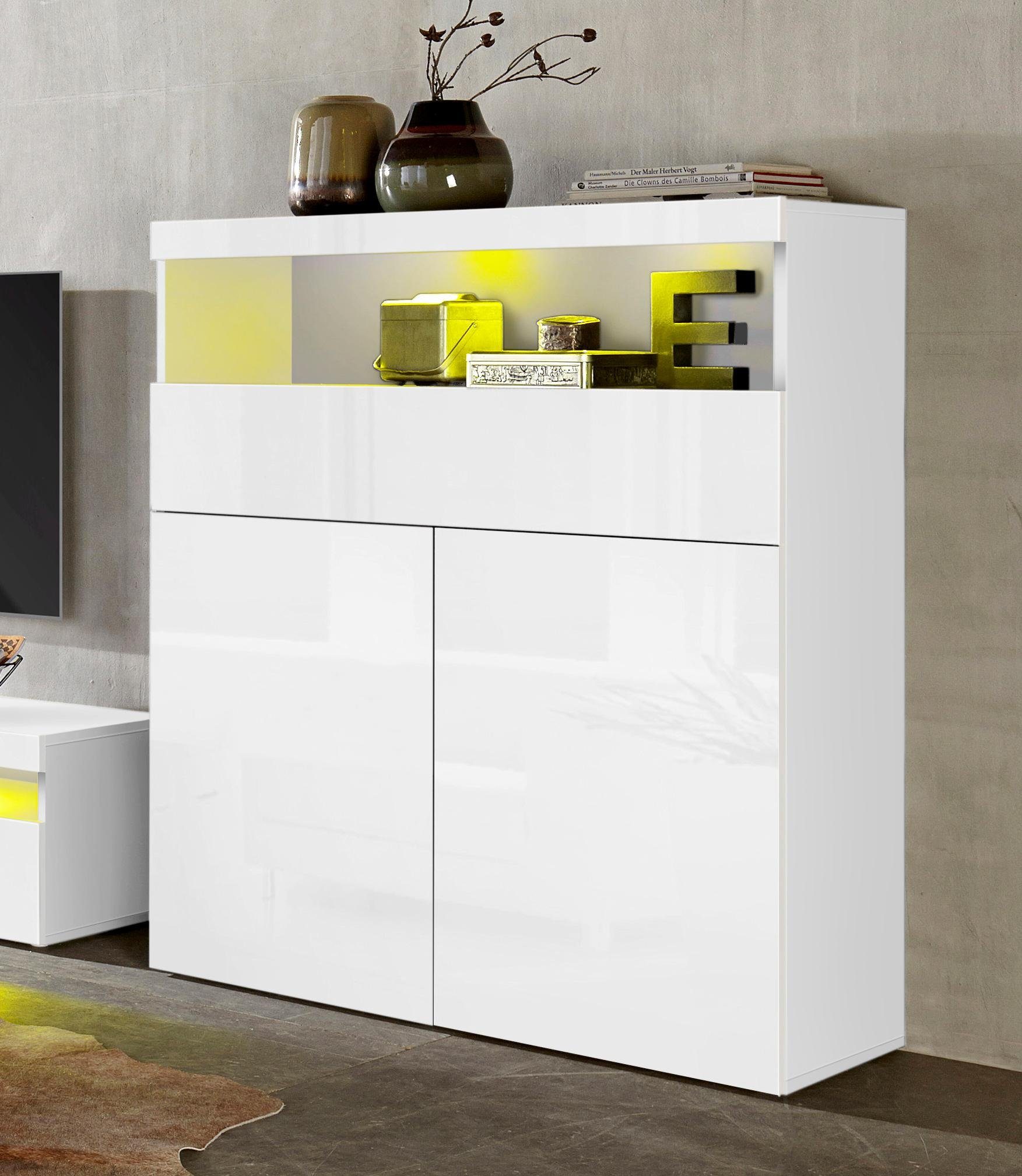 OTTO home Highboard Schrank, Hochschrank, Hochkommode, mit 2 Türen und 1 Schubkasten, Breite 100 cm, ohne Beleuchtung