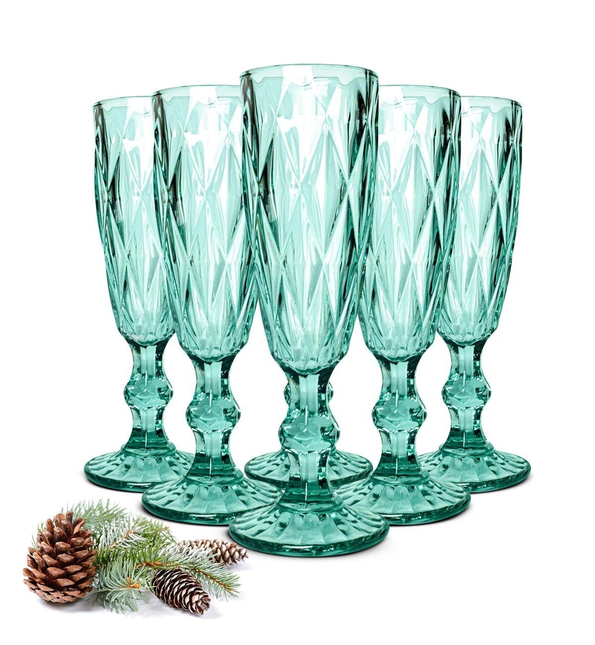 Sendez Sektglas 6 Blaue Sektgläser mit Schliff Sektkelche Sektglas Proseccoglas. € 20,99